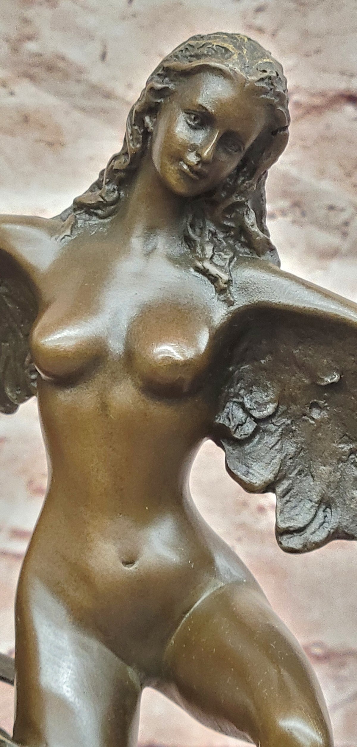 Bronze Winged Lady Sculpture Signed Cesaro Icarus Museum Quality Statue