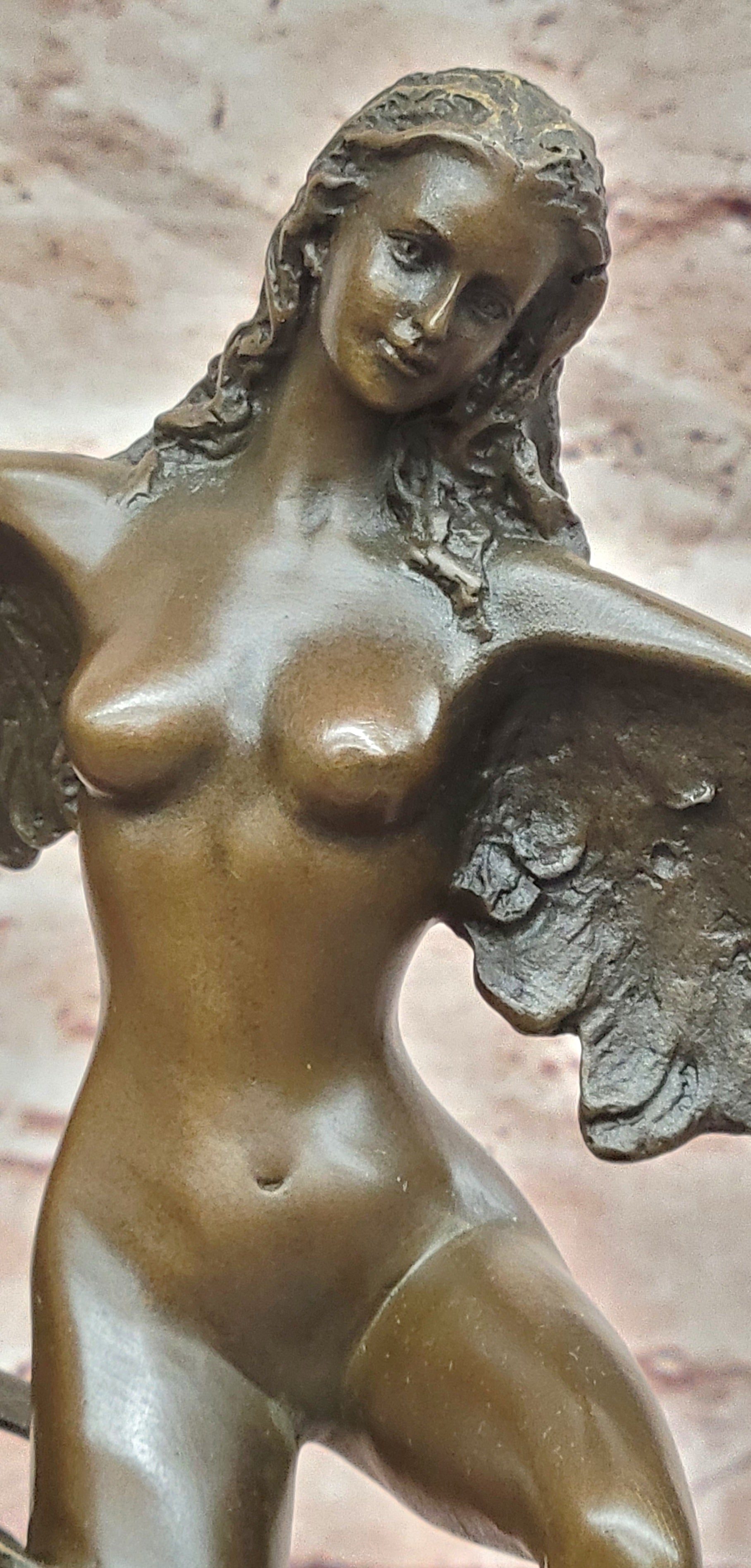Bronze Winged Lady Sculpture Signed Cesaro Icarus Museum Quality Statue