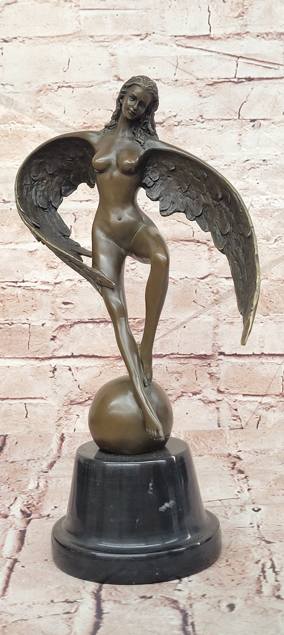 Bronze Winged Lady Sculpture Signed Cesaro Icarus Museum Quality Statue