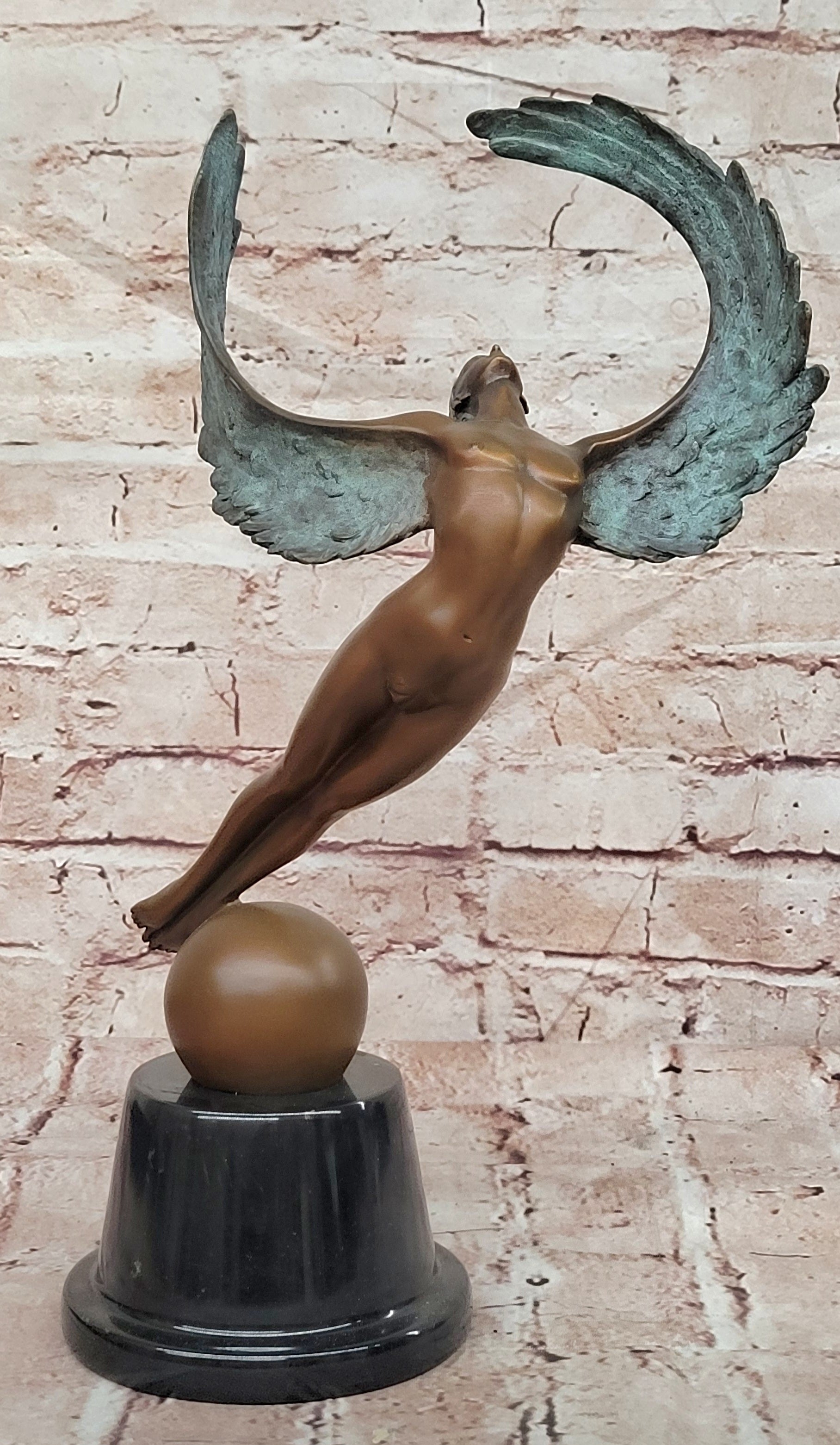 Bronze Icarus Figurine Signed Cesaro Art Deco Mythological Statue Artwork