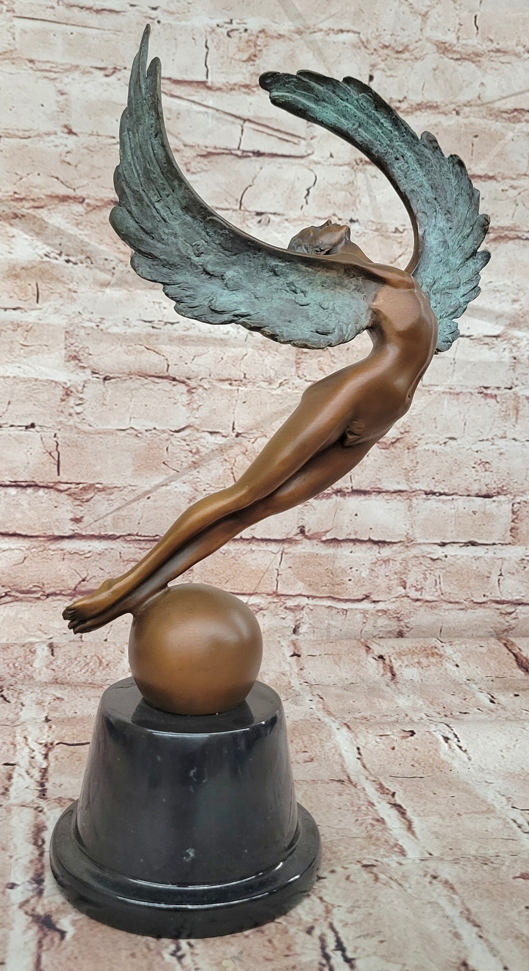 Bronze Icarus Figurine Signed Cesaro Art Deco Mythological Statue Artwork
