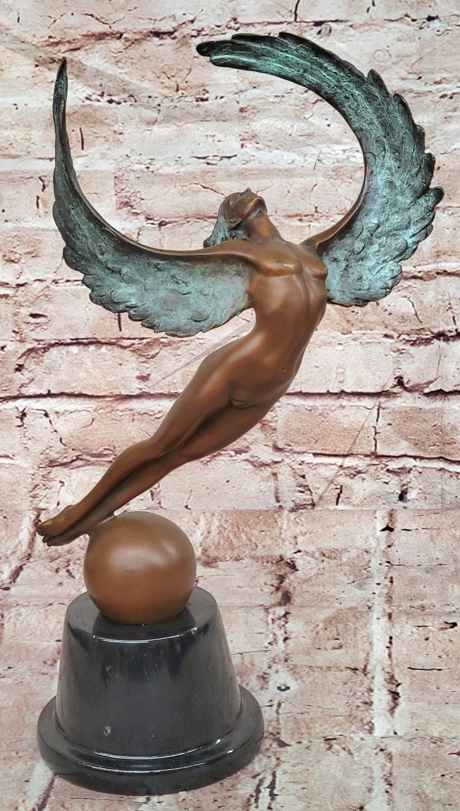 Bronze Icarus Figurine Signed Cesaro Art Deco Mythological Statue Artwork