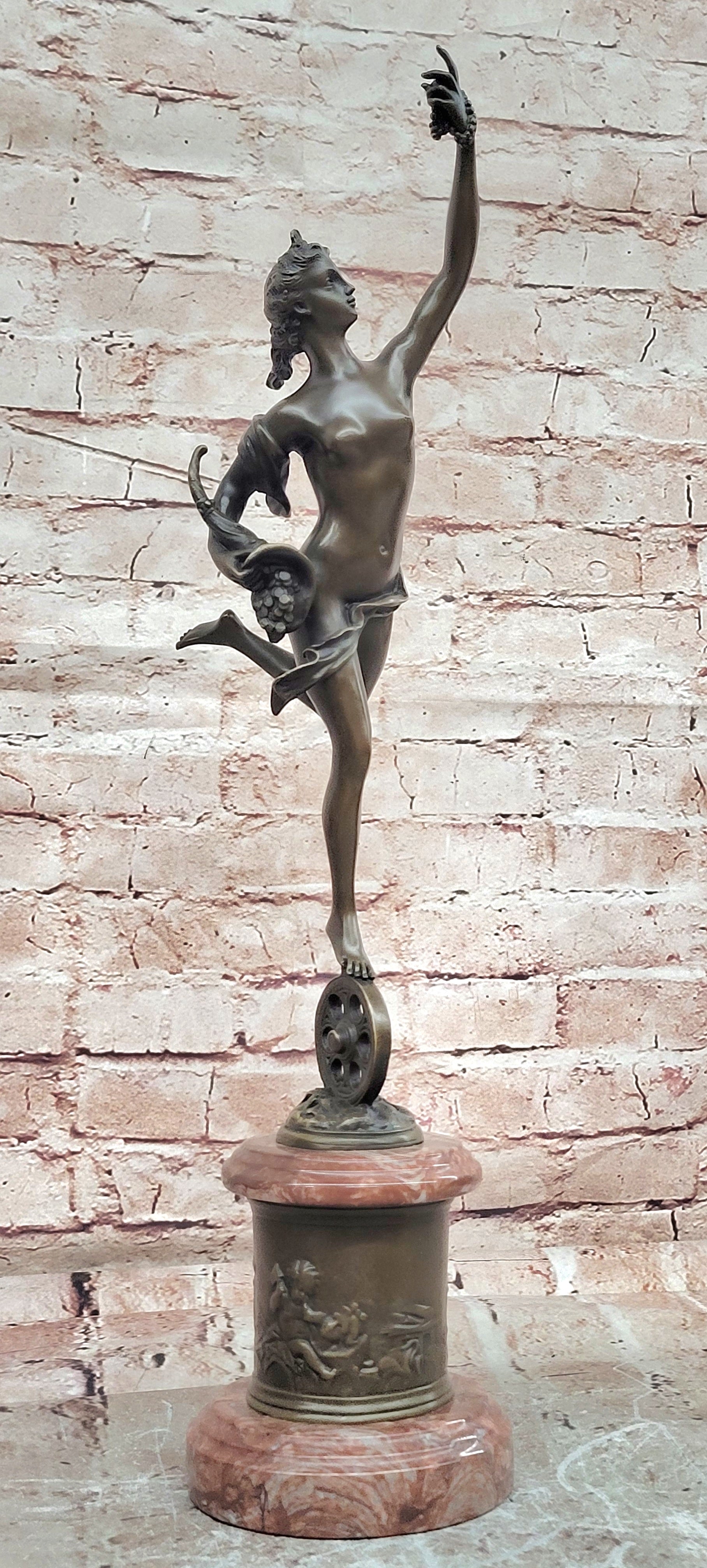 Bronze Lady Fortuna Statue Signed Giambologna Handcrafted Museum Quality