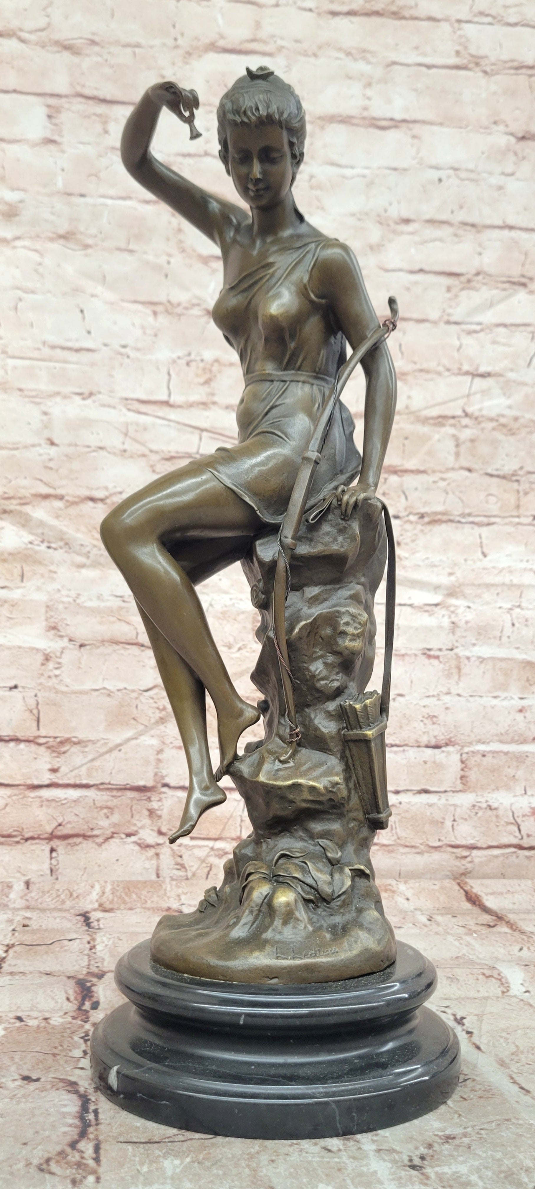 Bronze Diana the Huntress Statue Signed Lucie Ledieu Fine Art Figurine Figure