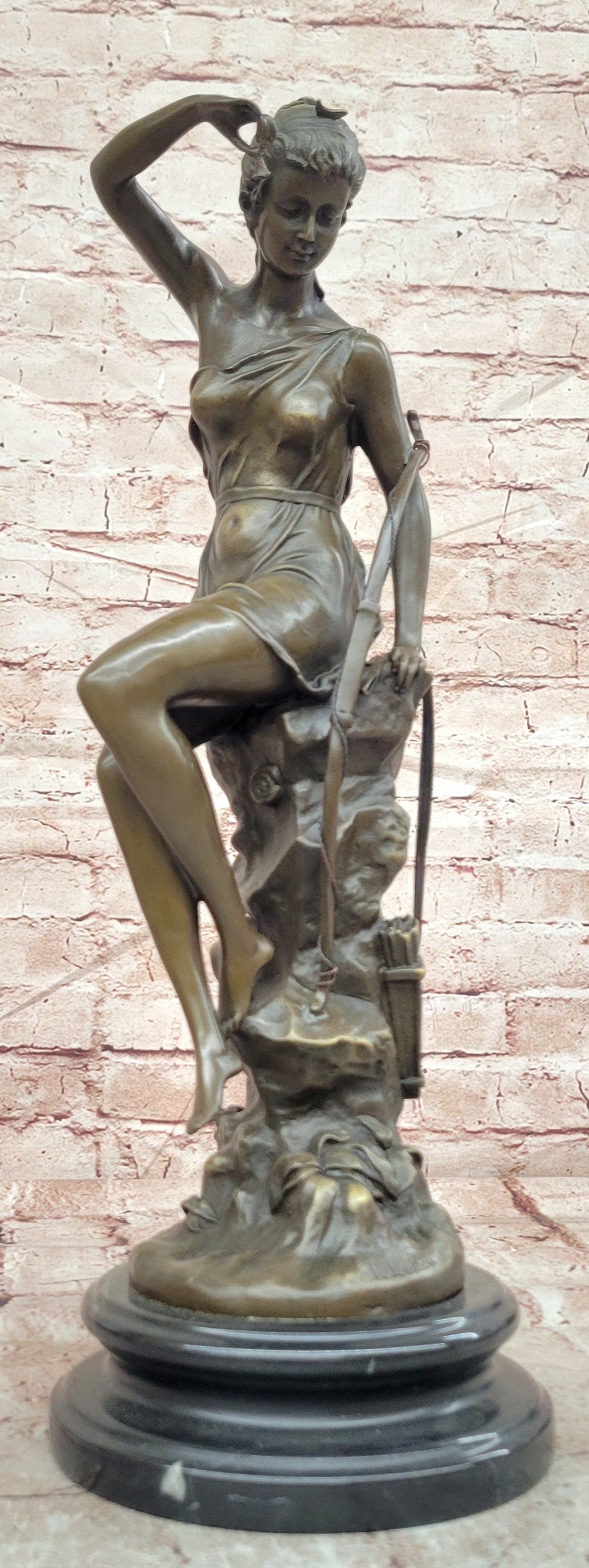 Bronze Diana the Huntress Statue Signed Lucie Ledieu Fine Art Figurine Figure