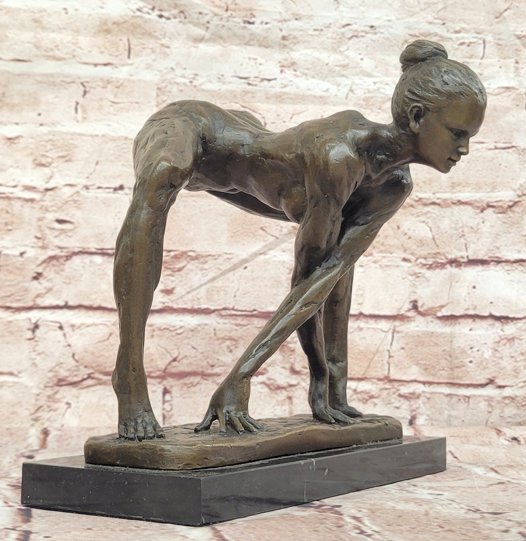 Bronze Modern Dance Sculpture Signed Cesaro Elegant Dancer Statue Decor