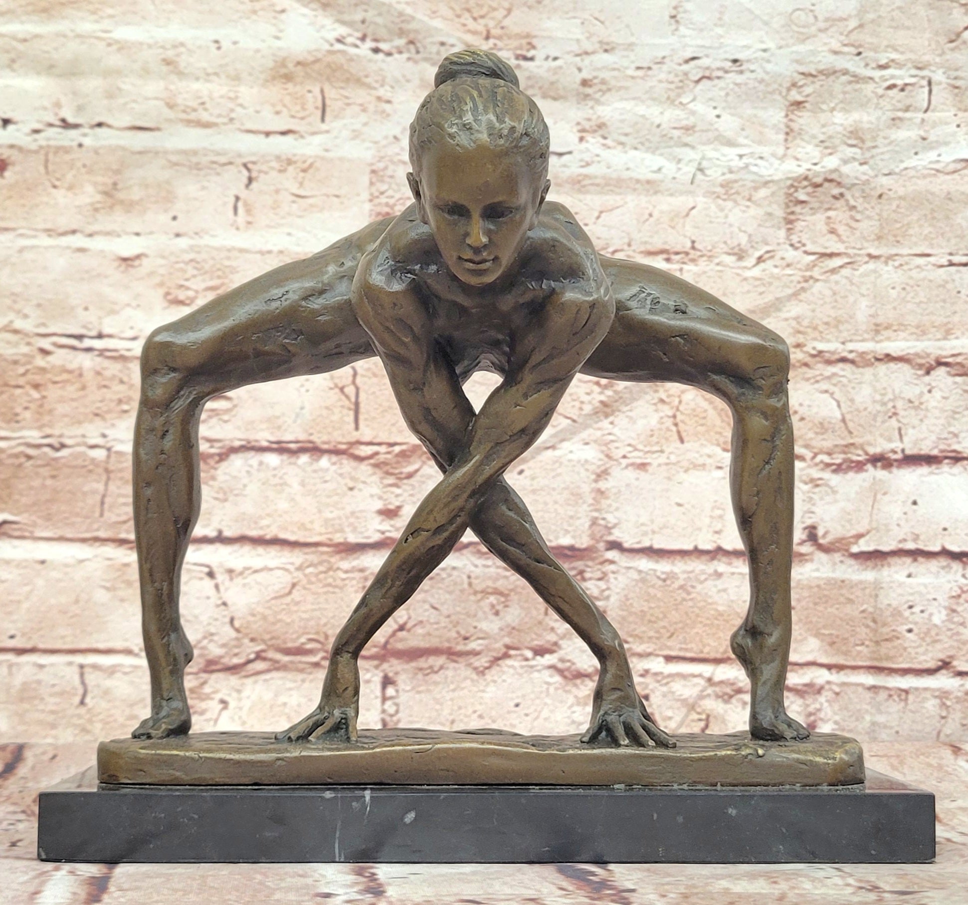 Bronze Modern Dance Sculpture Signed Cesaro Elegant Dancer Statue Decor