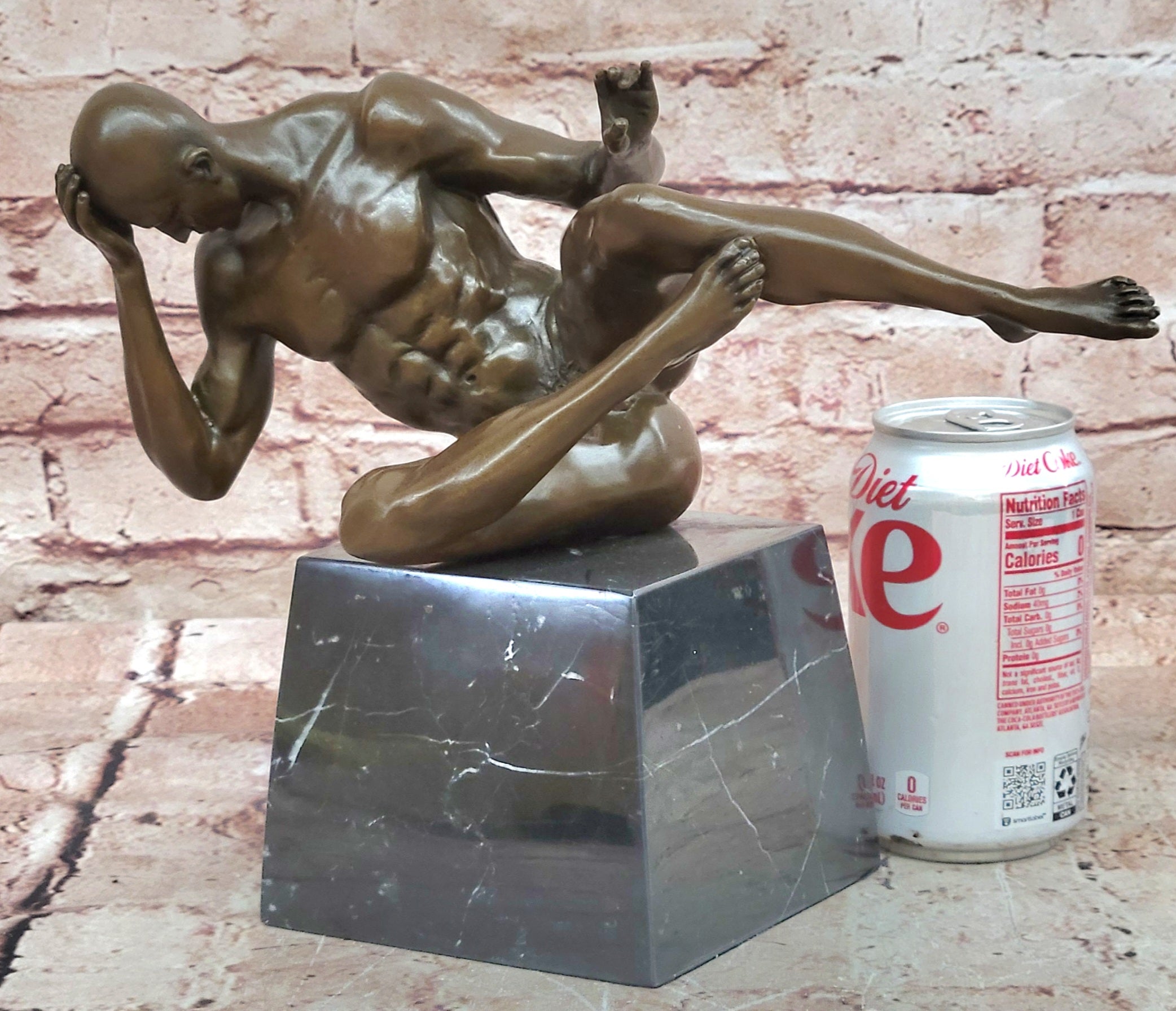 Cesaro Bronze Male Nude Bodybuilder Statue Handmade Hot Cast Artwork