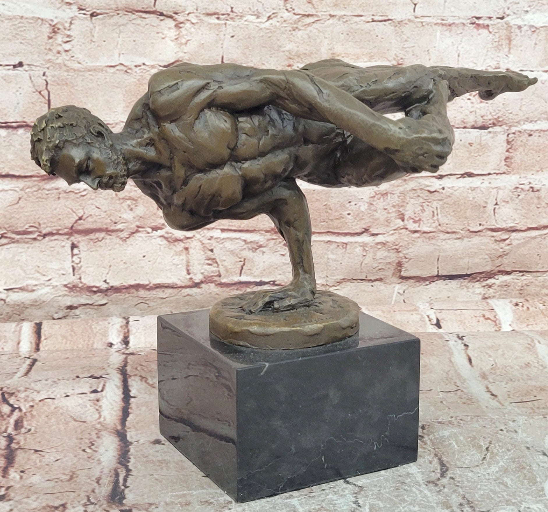 Handcrafted Cesaro Bronze Male Acrobat Handstand Fine Art Collectible
