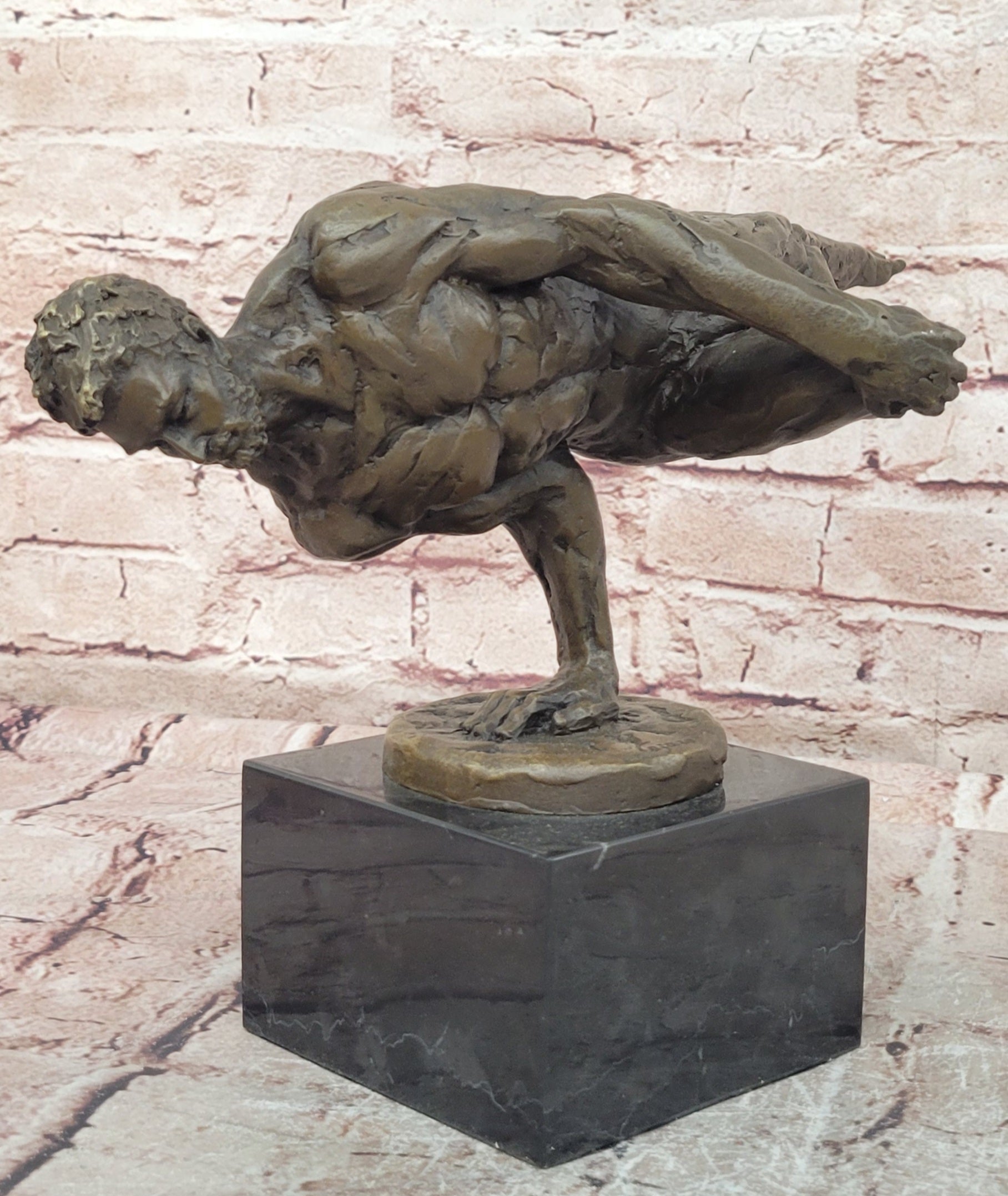 Handcrafted Cesaro Bronze Male Acrobat Handstand Fine Art Collectible