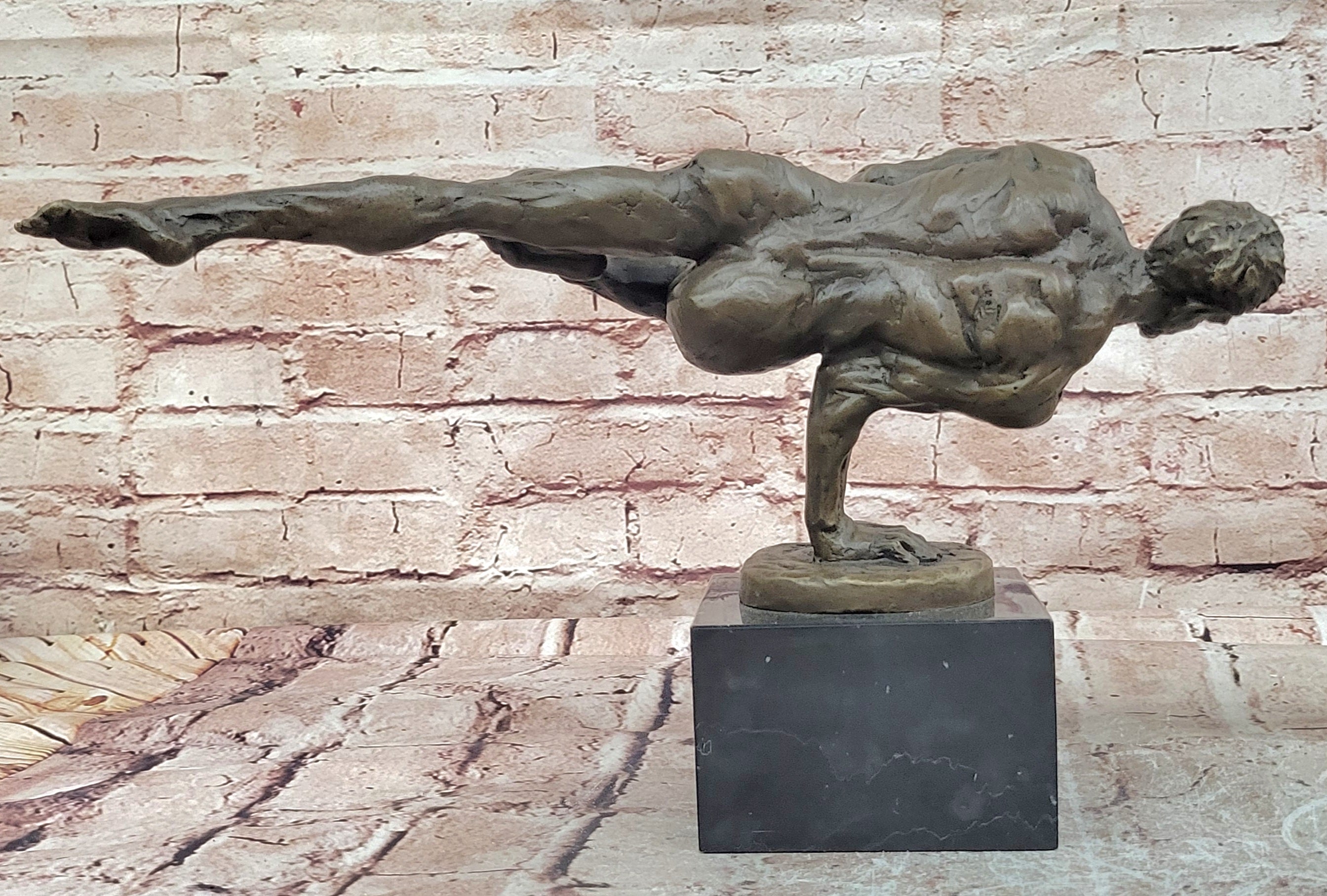 Handcrafted Cesaro Bronze Male Acrobat Handstand Fine Art Collectible