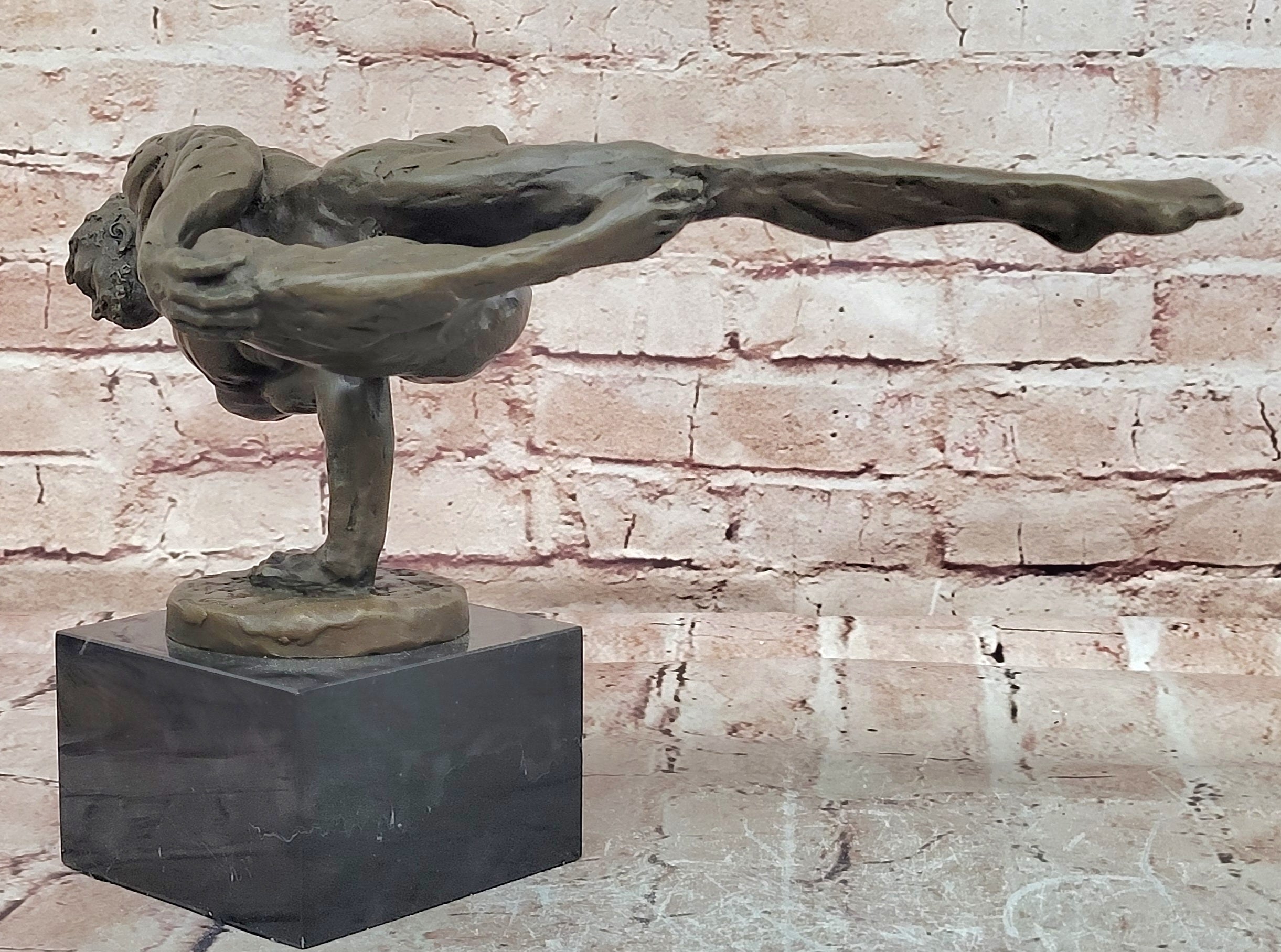 Handcrafted Cesaro Bronze Male Acrobat Handstand Fine Art Collectible