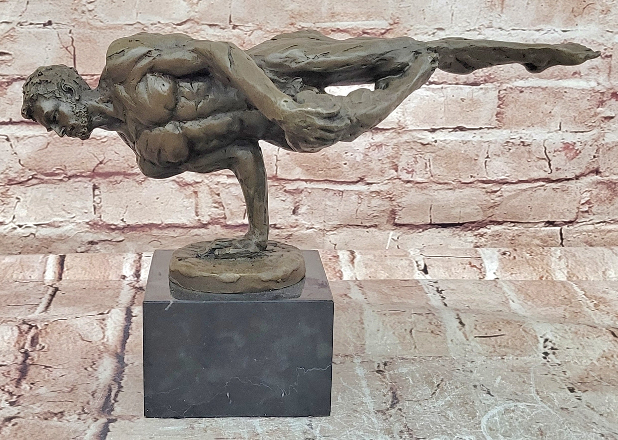 Handcrafted Cesaro Bronze Male Acrobat Handstand Fine Art Collectible