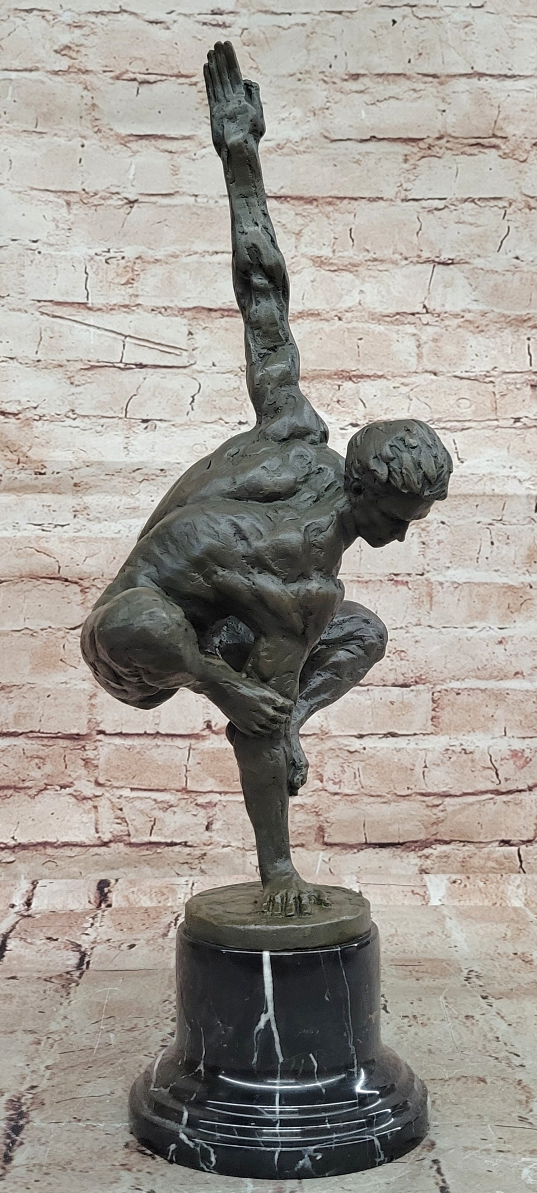 Original Cesaro Male Athlete Abstract Bronze Sculpture Hand Made Collectible