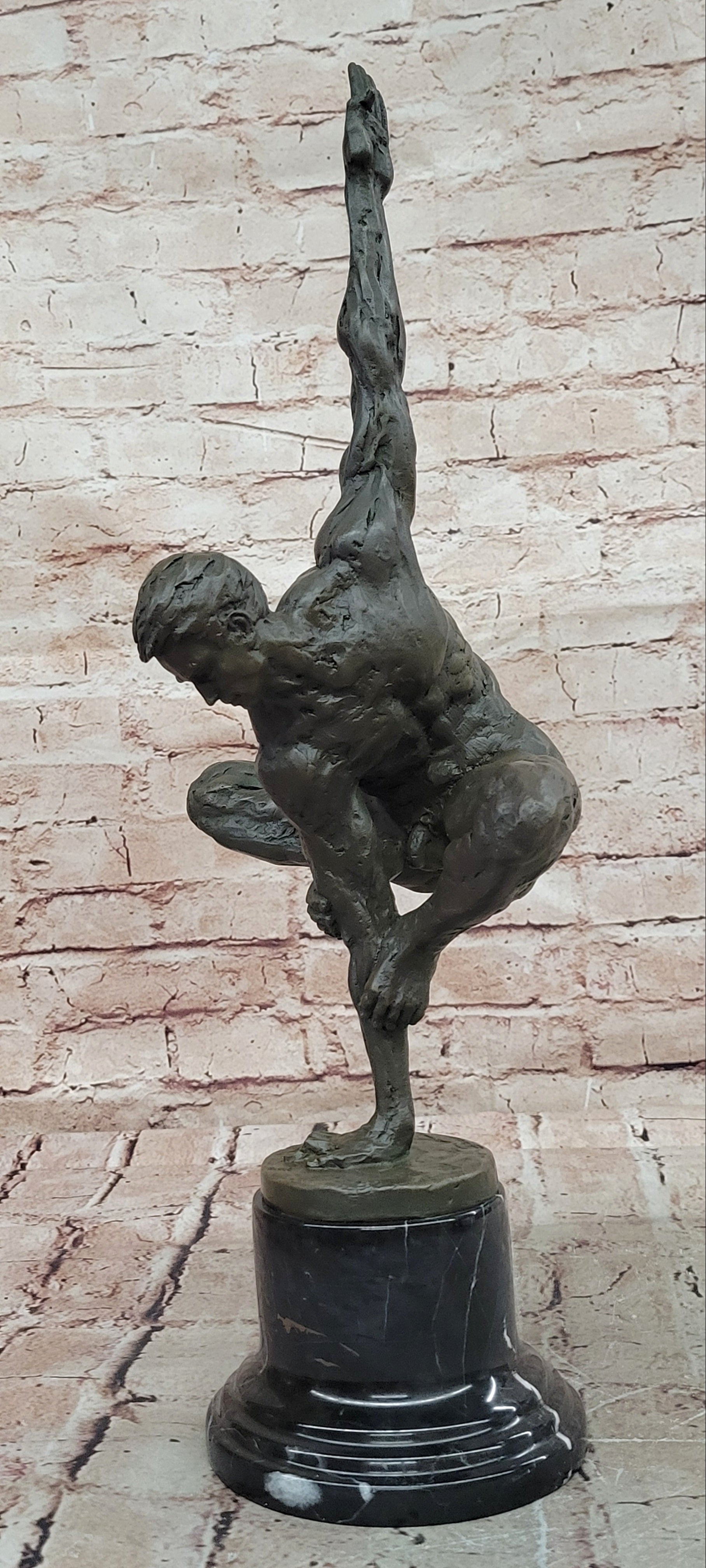Original Cesaro Male Athlete Abstract Bronze Sculpture Hand Made Collectible