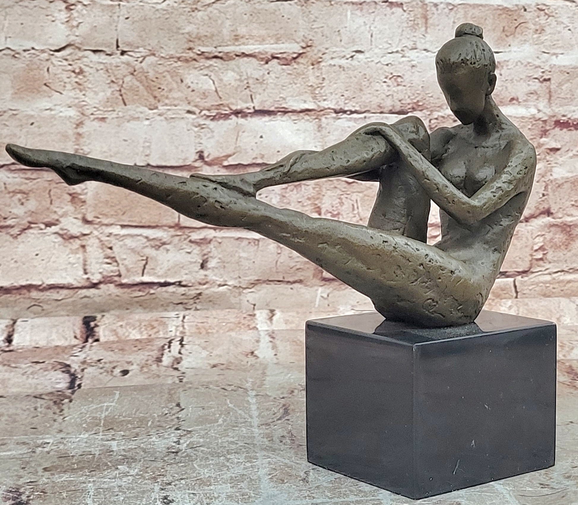 Art Deco Nude Dancer Bronze Statue Signed Milo Marble Base Fine Art Piece