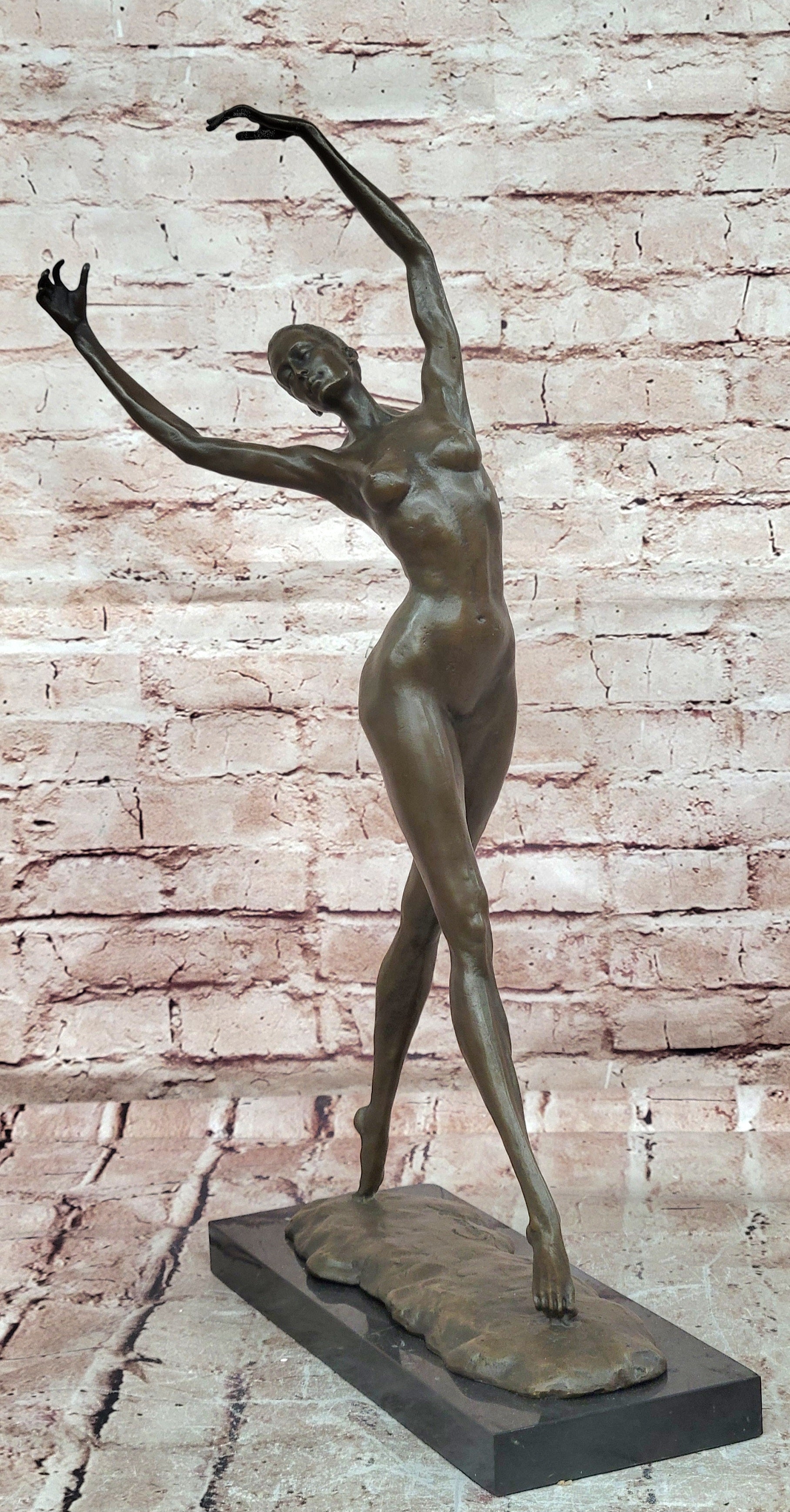 Bronze Dancer Statue Cesaro Signed Abstract Modern Art Graceful Sculpture