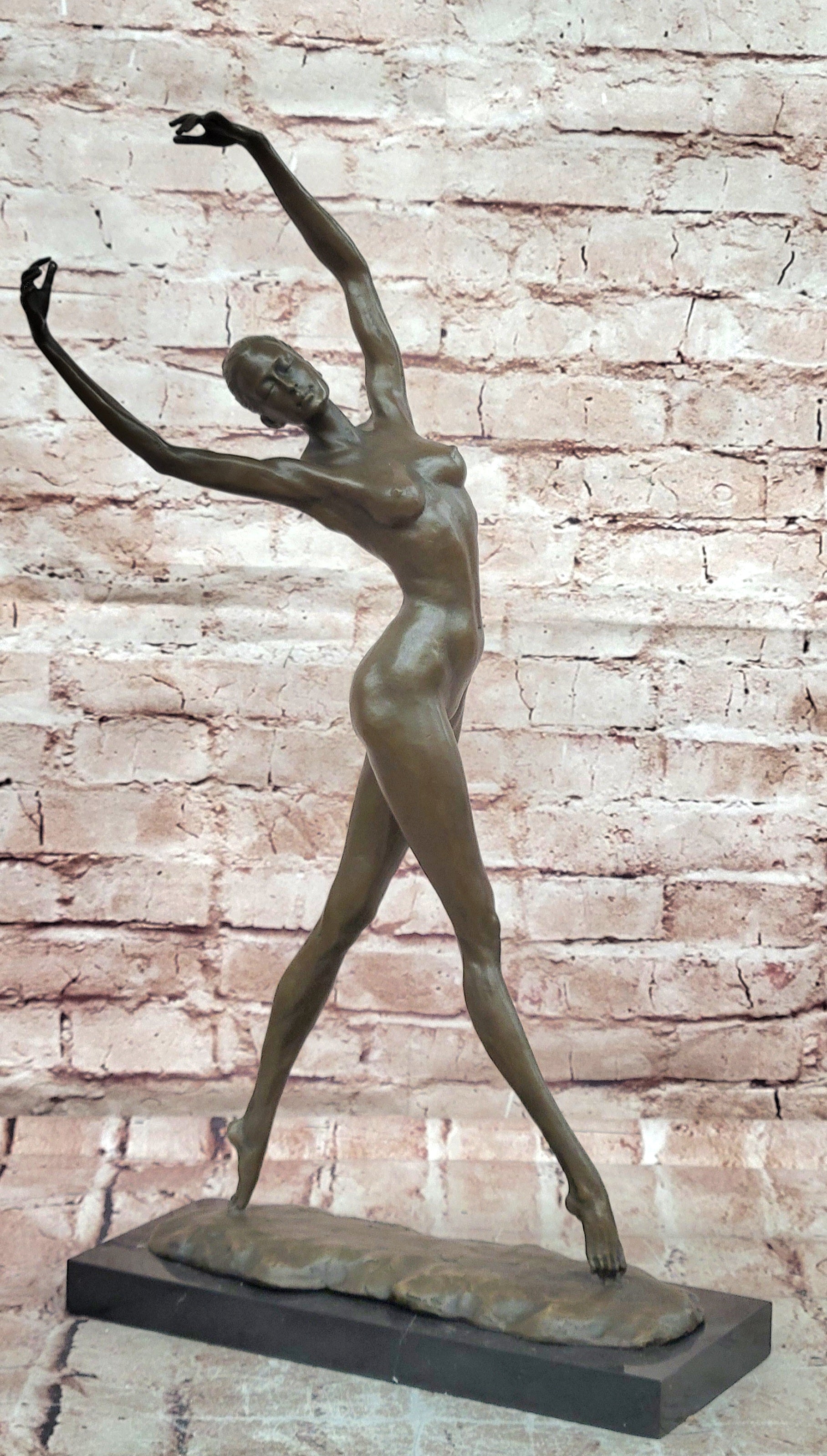 Bronze Dancer Statue Cesaro Signed Abstract Modern Art Graceful Sculpture