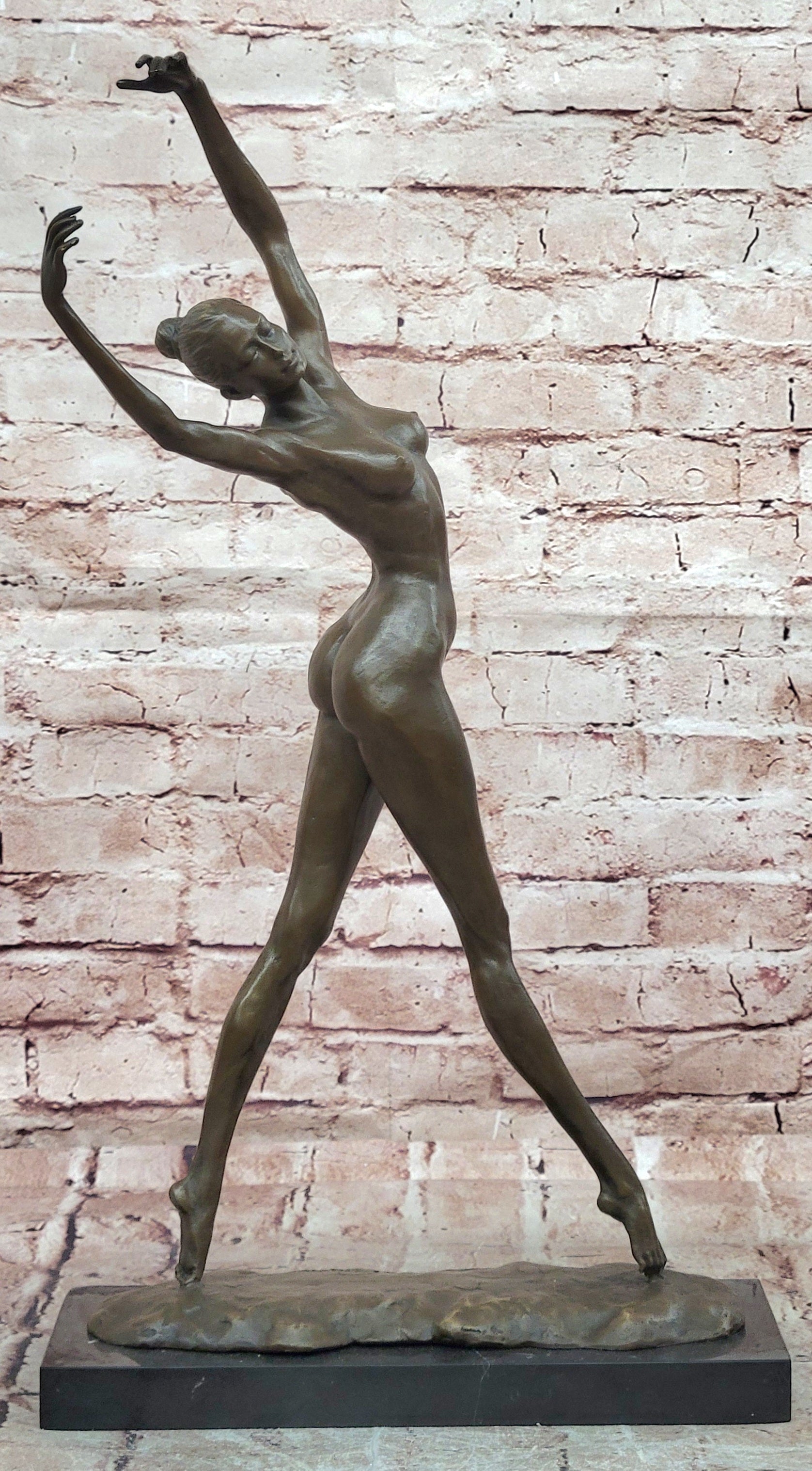 Bronze Dancer Statue Cesaro Signed Abstract Modern Art Graceful Sculpture