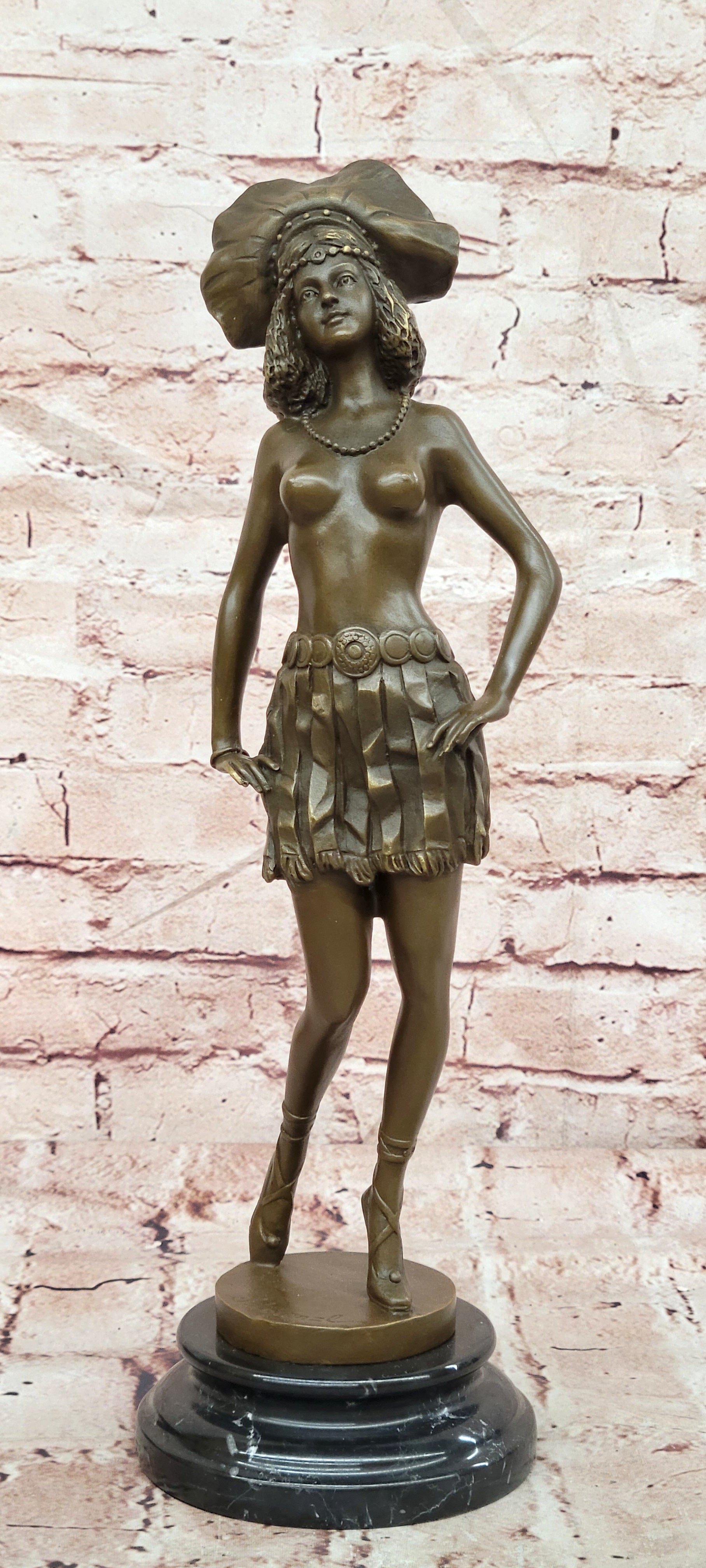 Bronze Elegant Lady Sculpture Josef Lorenzl Art Deco Collectible Artwork Art
