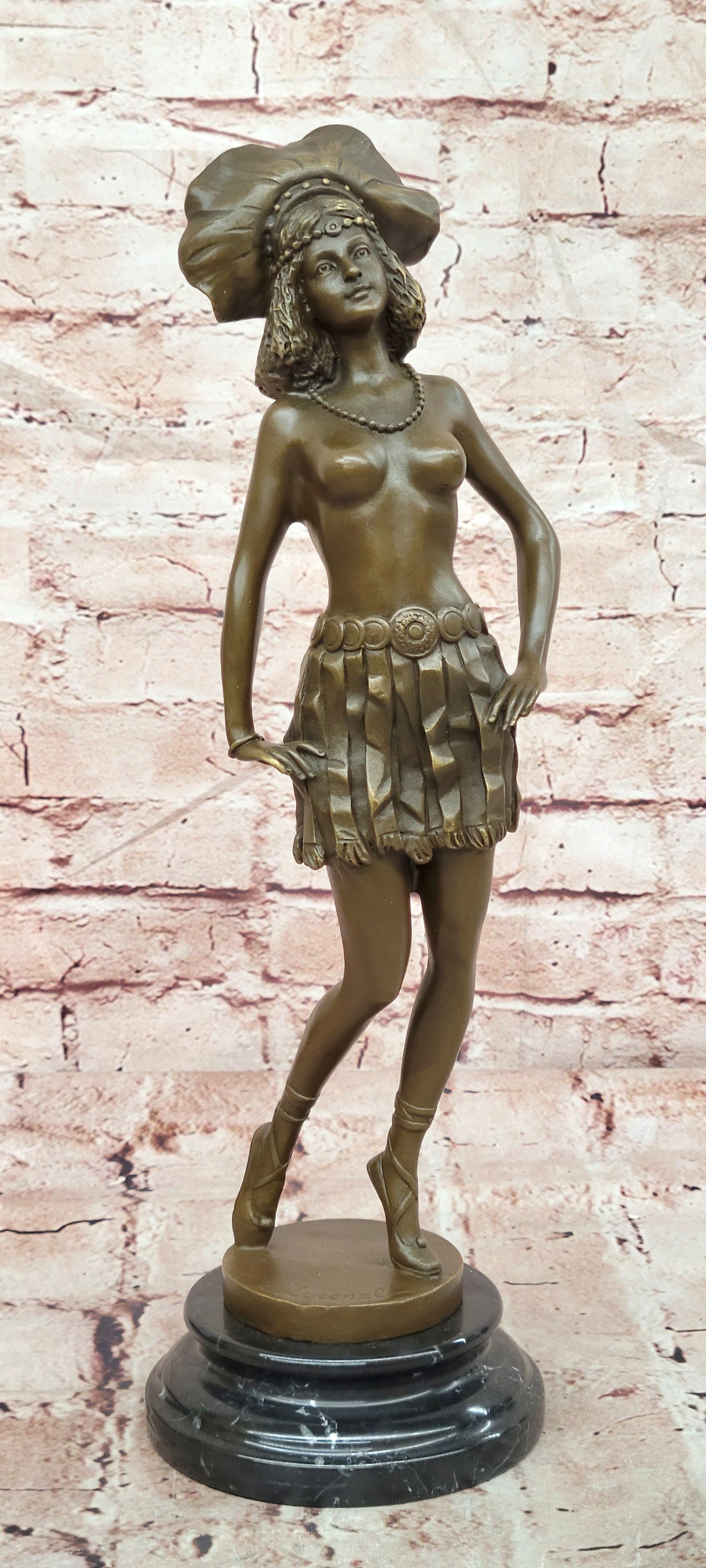 Bronze Elegant Lady Sculpture Josef Lorenzl Art Deco Collectible Artwork Art