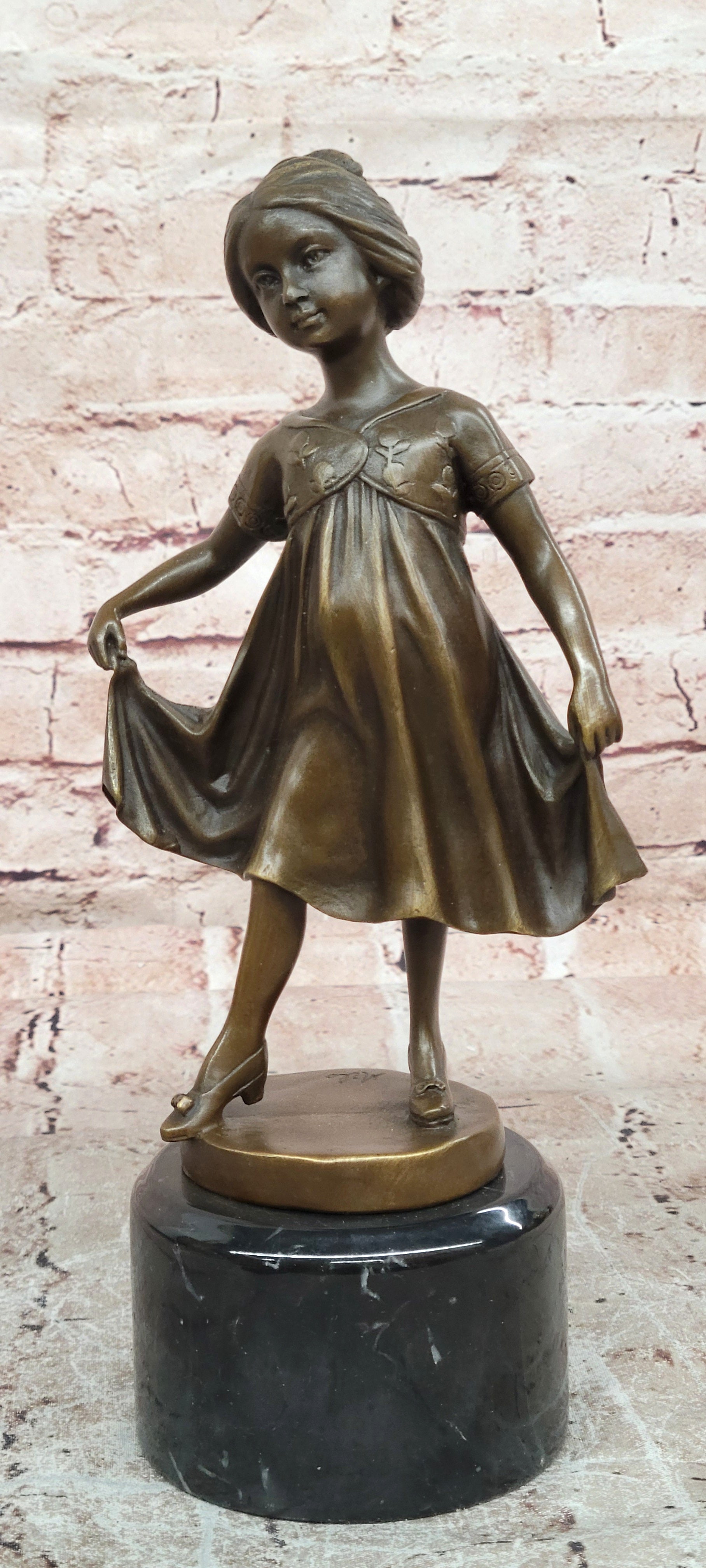 Original Milo Dancing Girl Bronze Sculpture Child Artwork Hot Cast Fine Art Figurine