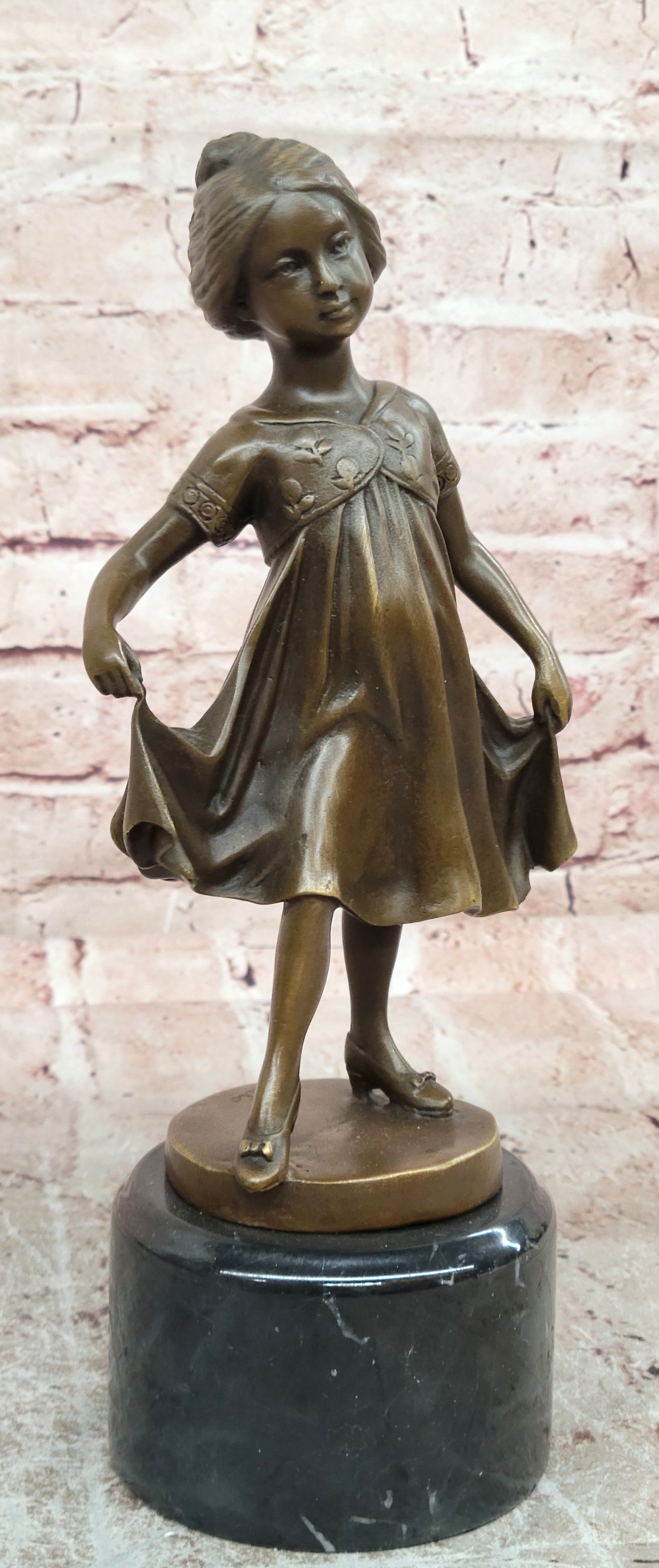 Original Milo Dancing Girl Bronze Sculpture Child Artwork Hot Cast Fine Art Figurine