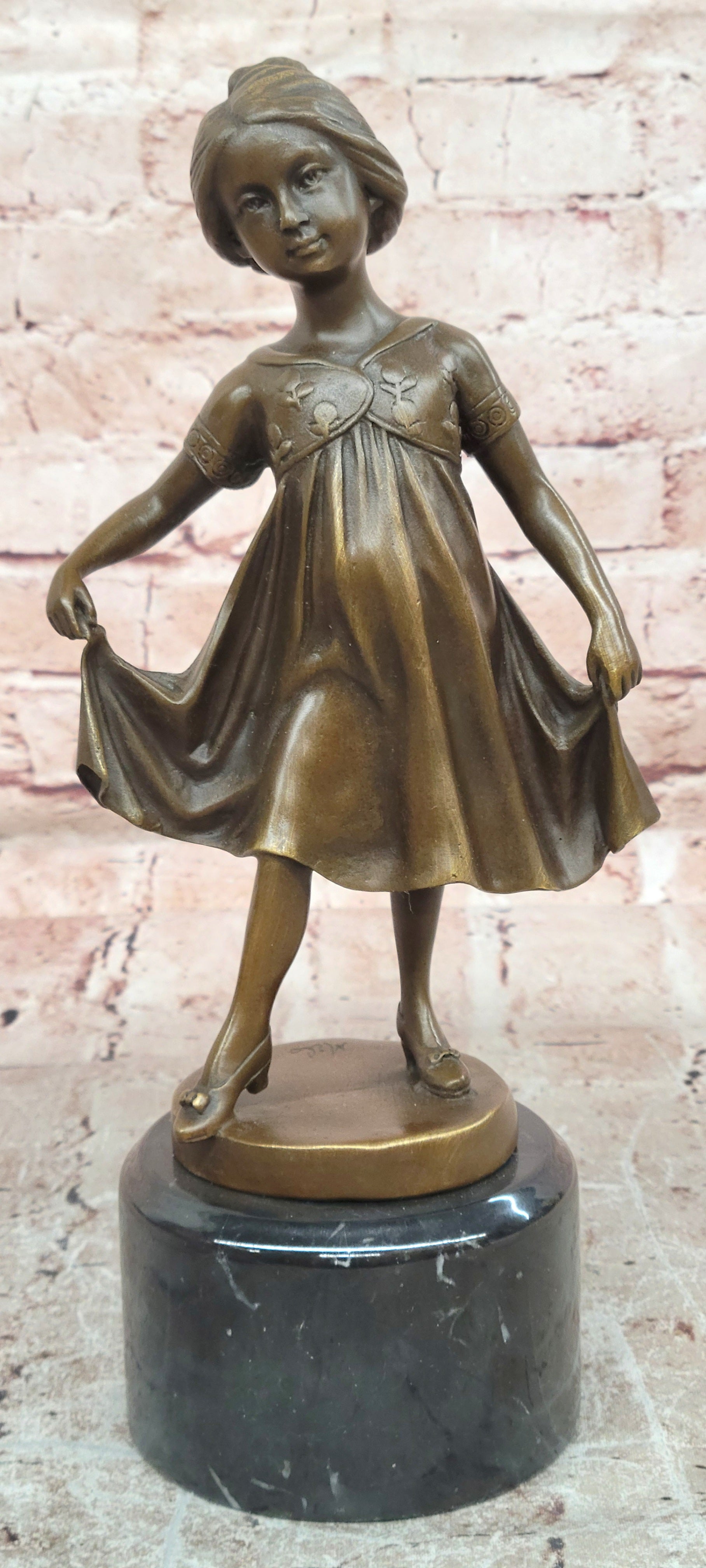 Original Milo Dancing Girl Bronze Sculpture Child Artwork Hot Cast Fine Art Figurine