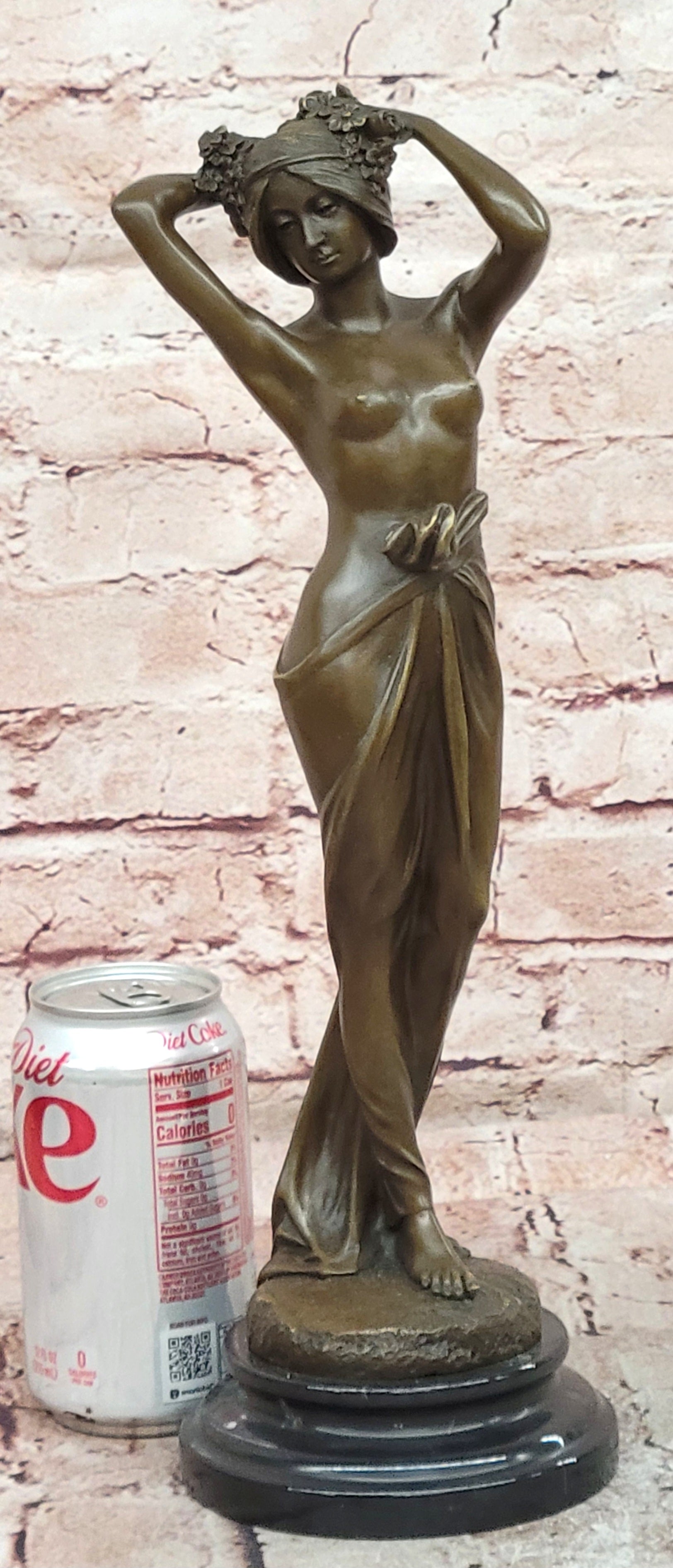 Art Nouveau Bronze Forest Goddess Sculpture Signed Milo Nude Wood Nymph Statue Art
