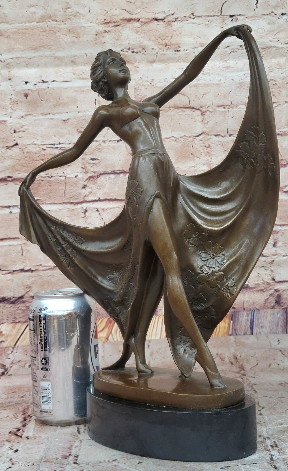 Cesaro Bronze Dancing Girl Sculpture Elegant Art Deco Figurine Collectible Artwork