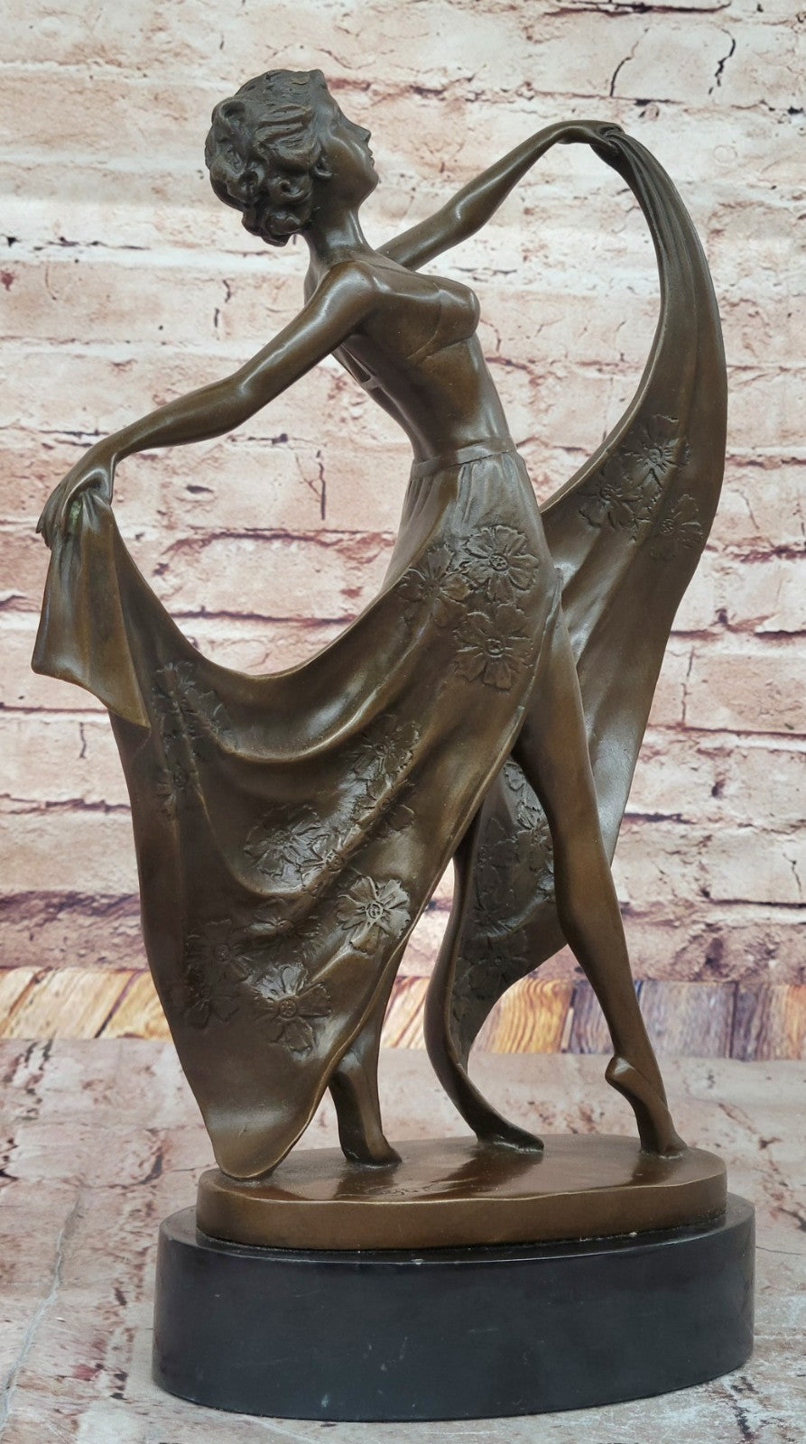 Cesaro Bronze Dancing Girl Sculpture Elegant Art Deco Figurine Collectible Artwork