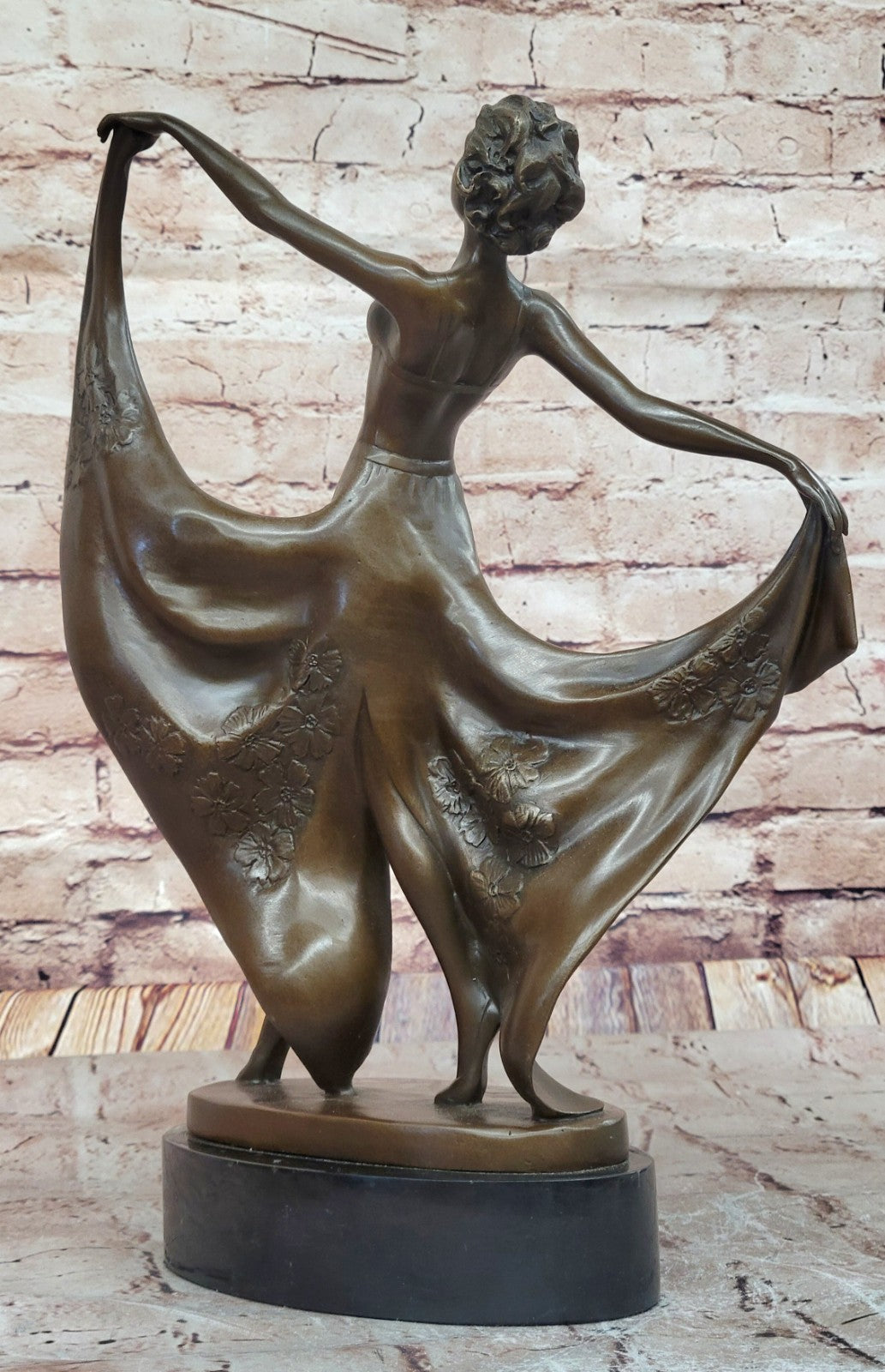 Cesaro Bronze Dancing Girl Sculpture Elegant Art Deco Figurine Collectible Artwork