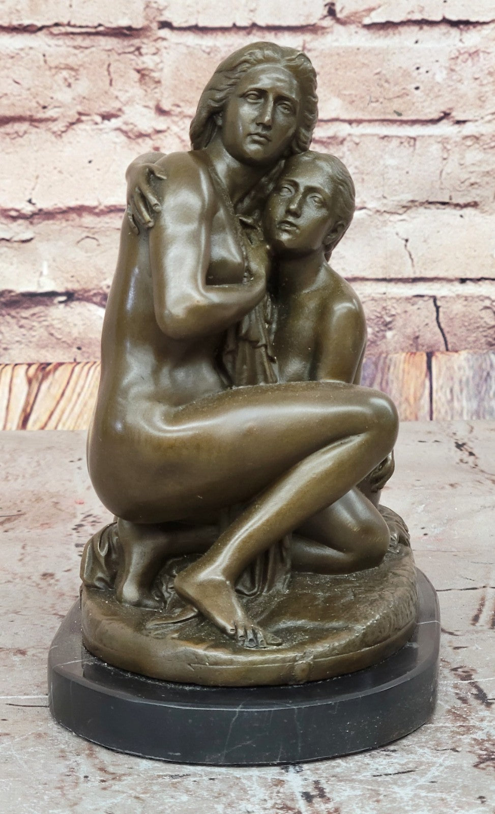 Classic Bronze Mother and Child Sculpture by Adolf Jerichau Collectible Artwork