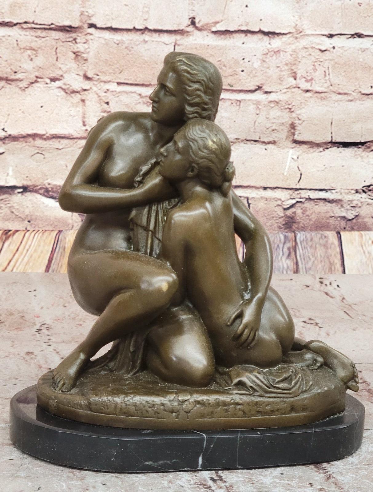 Classic Bronze Mother and Child Sculpture by Adolf Jerichau Collectible Artwork