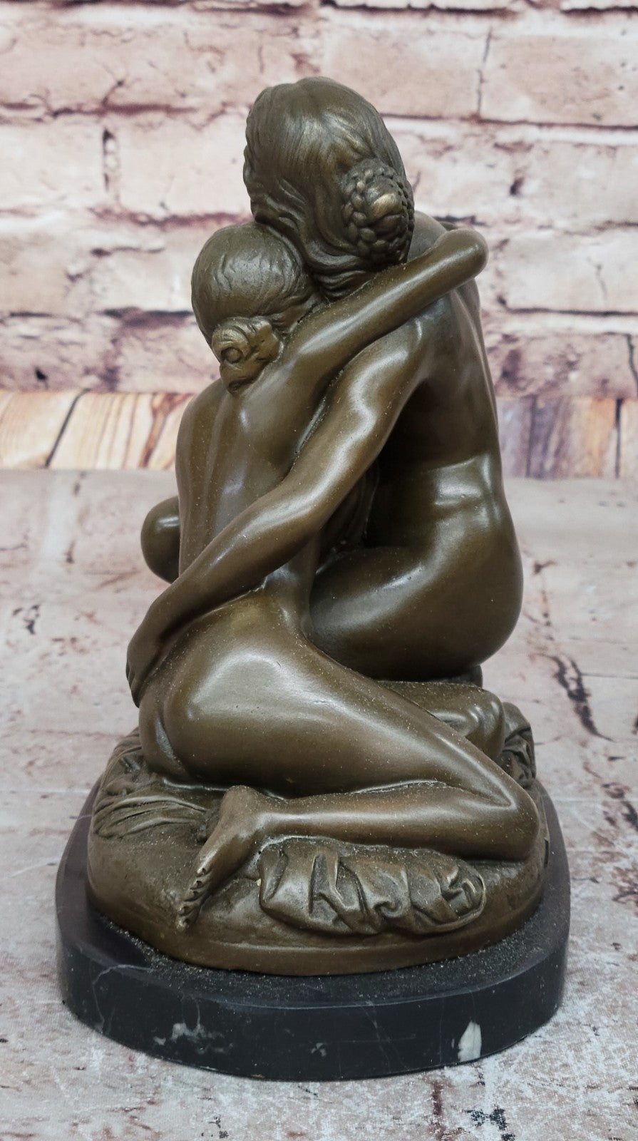 Classic Bronze Mother and Child Sculpture by Adolf Jerichau Collectible Artwork