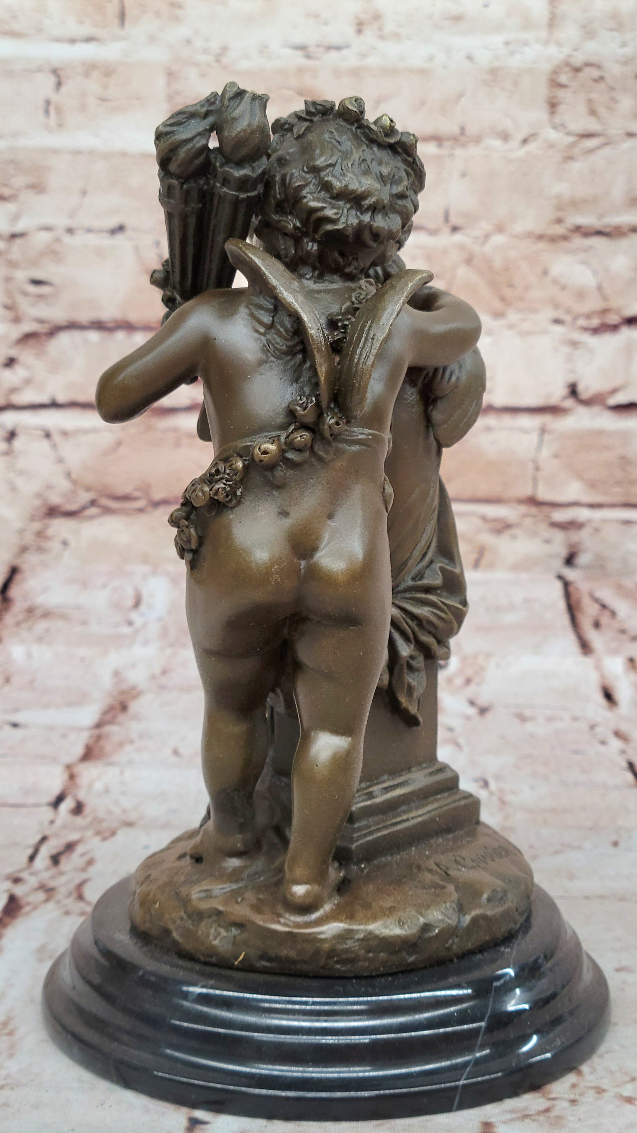 Decorative Bronze Twin Puti Brothers Sculpture by Carrier Hot Cast Winged Figurine