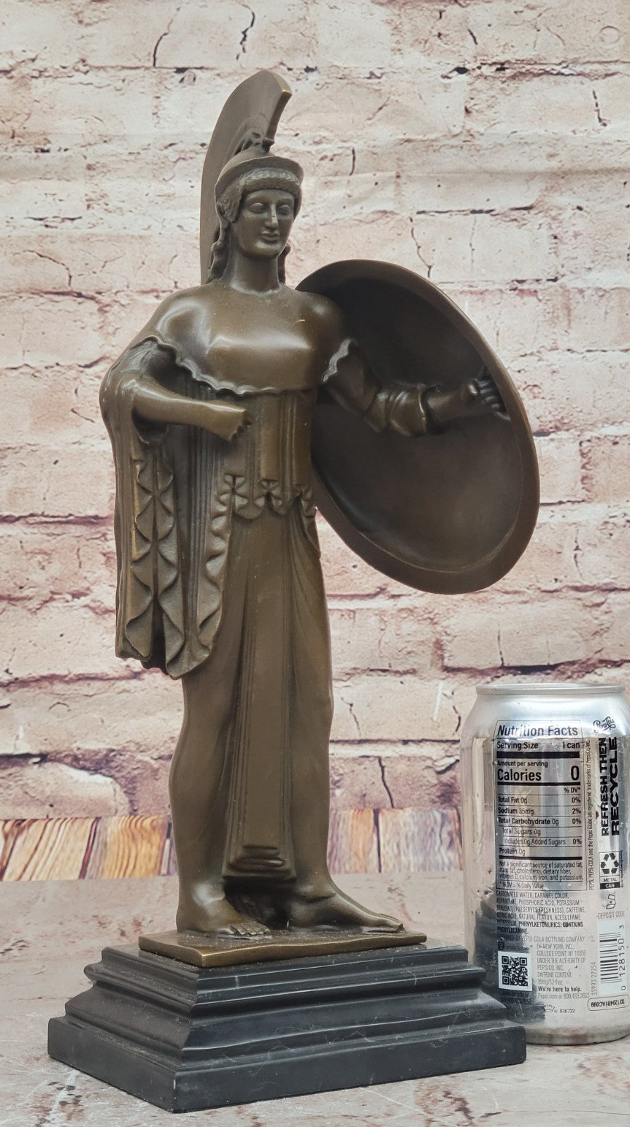 Athena with Shield Bronze Statue Collectible Goddess of Wisdom and War Figurine