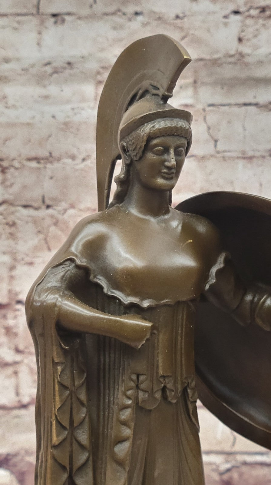 Athena with Shield Bronze Statue Collectible Goddess of Wisdom and War Figurine
