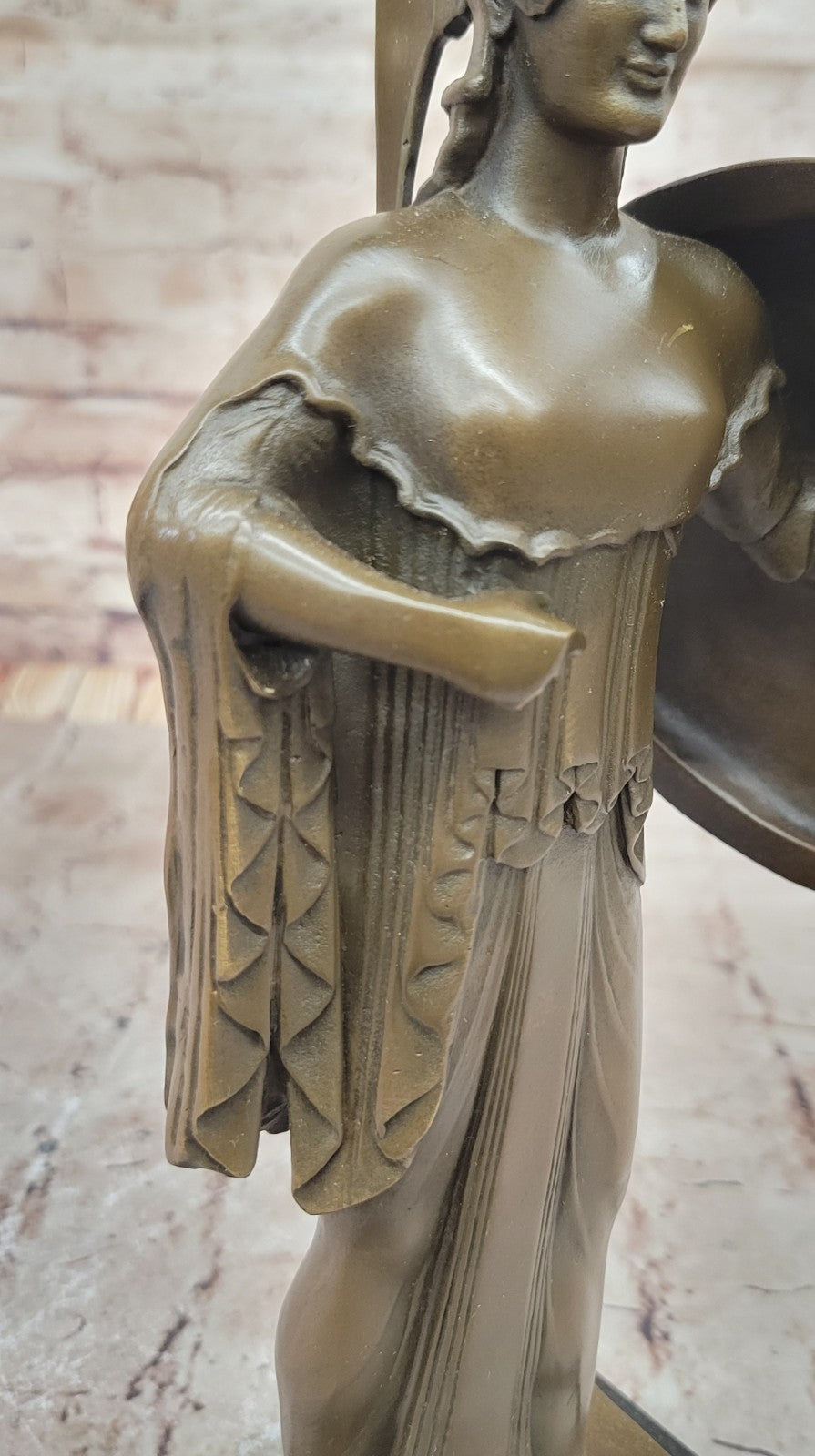 Athena with Shield Bronze Statue Collectible Goddess of Wisdom and War Figurine