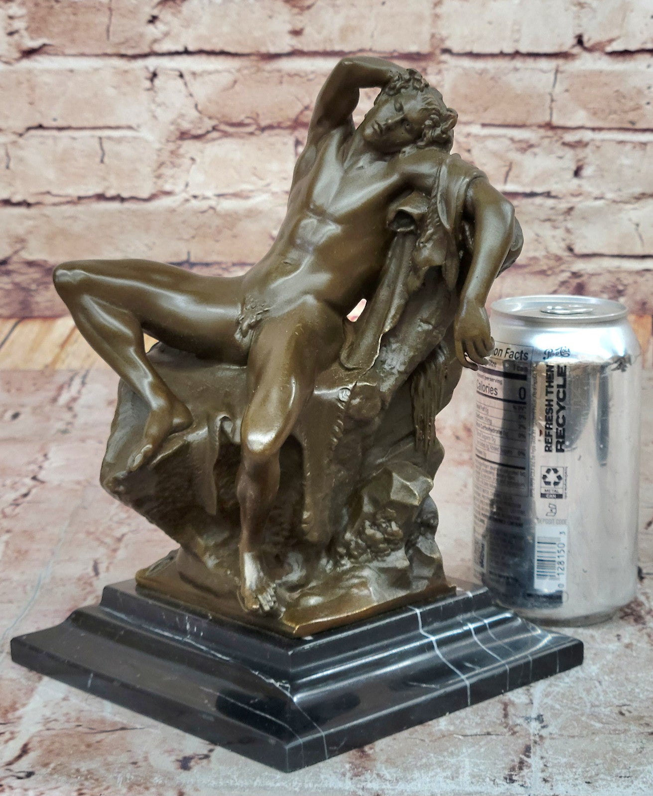 Hand Made Bronze Nude Man on Rock Statue by Milo Gay Interest Home Decoration