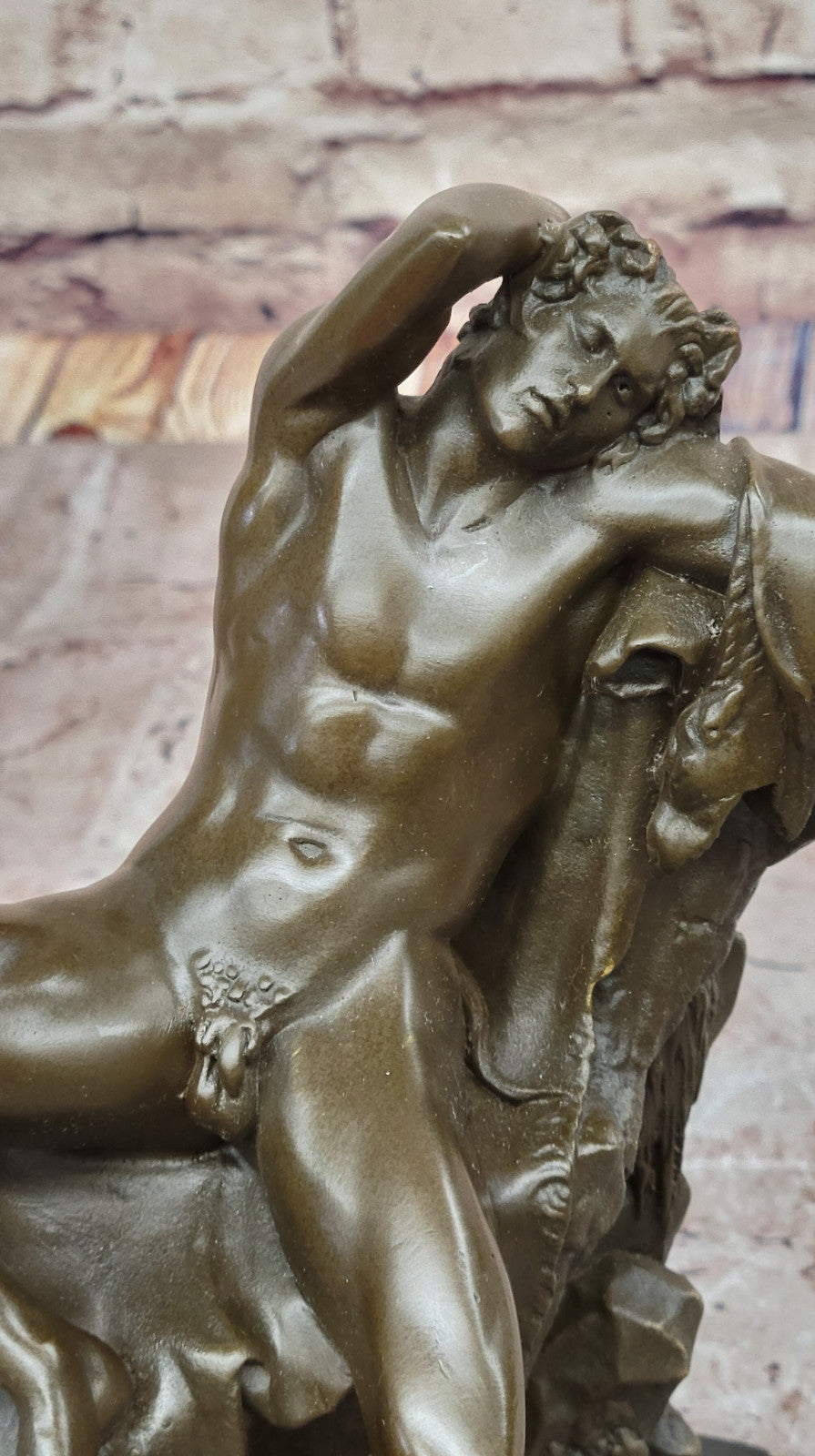 Hand Made Bronze Nude Man on Rock Statue by Milo Gay Interest Home Decoration