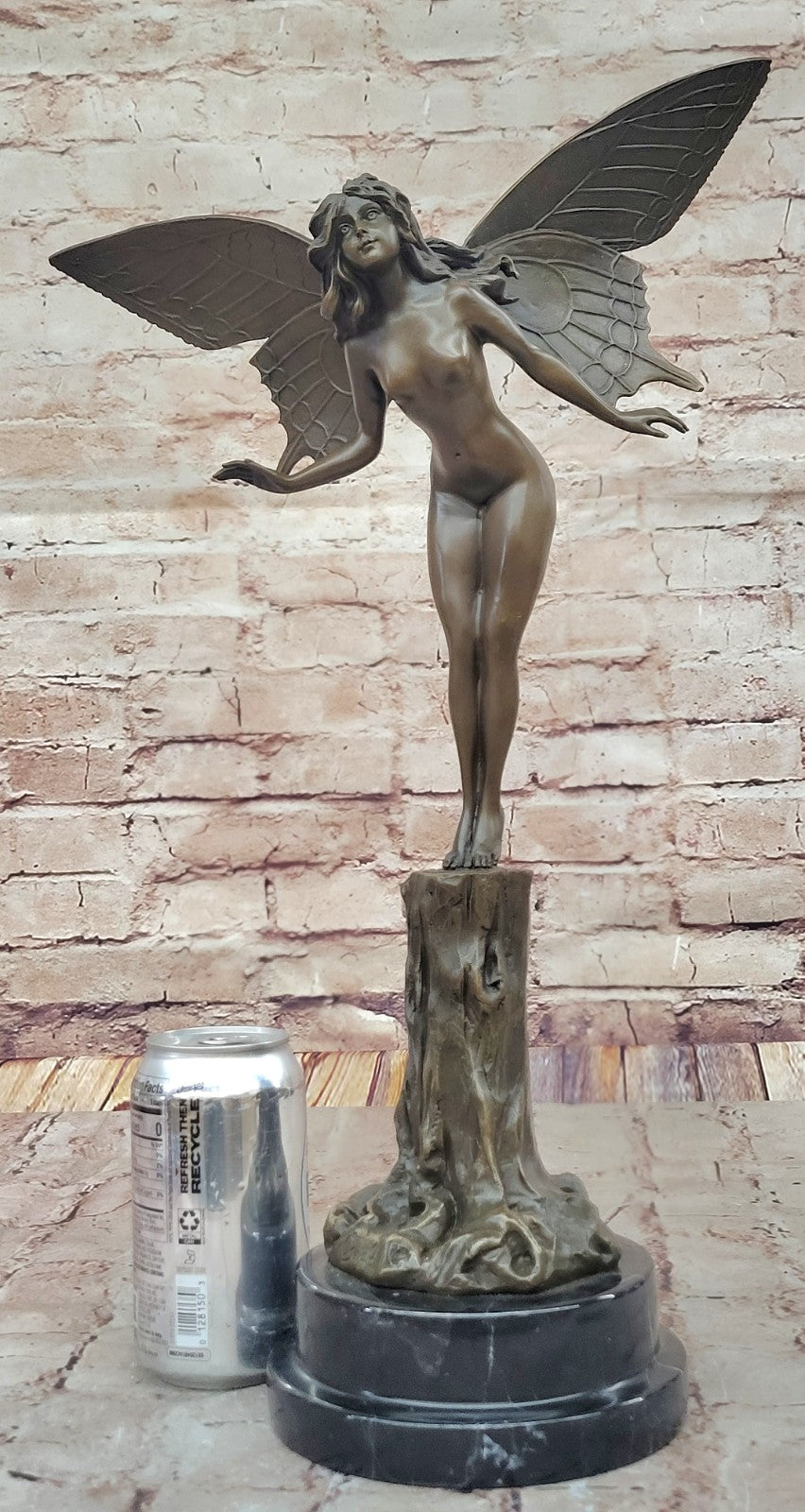 Genuine Oswald Bronze Statue Butterfly Girl Fairy Angel Handmade Fantasy Art Decor