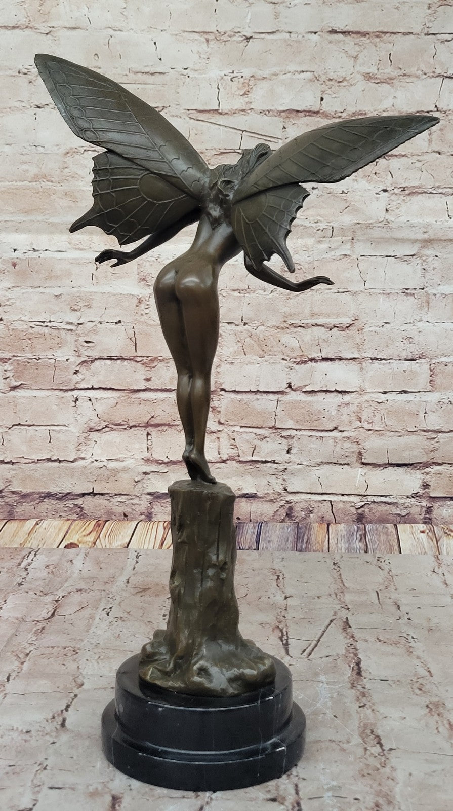 Genuine Oswald Bronze Statue Butterfly Girl Fairy Angel Handmade Fantasy Art Decor