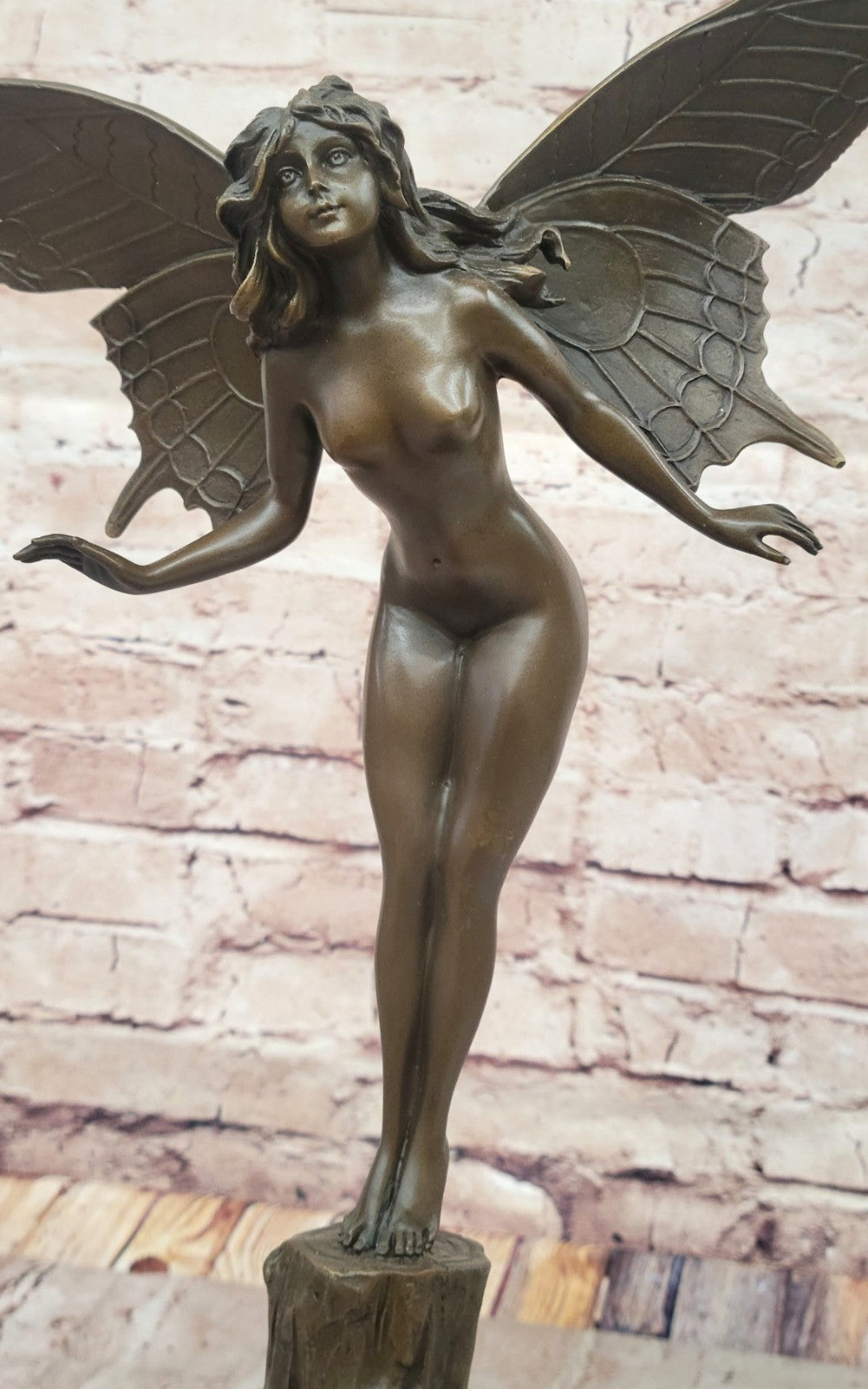 Genuine Oswald Bronze Statue Butterfly Girl Fairy Angel Handmade Fantasy Art Decor