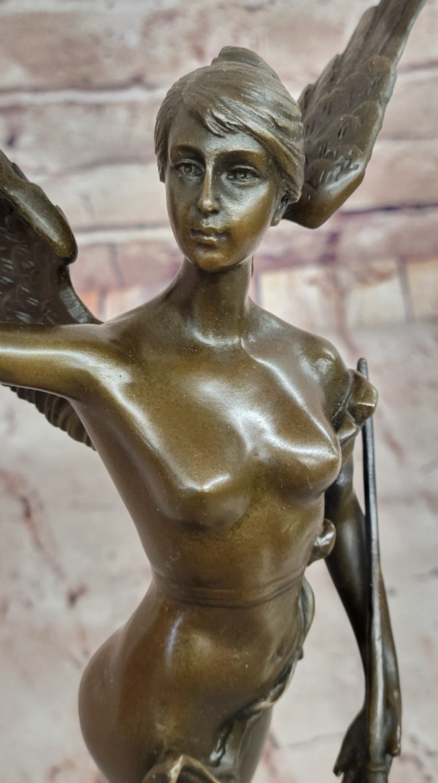 A. Bofill Bronze Sculpture Angel with Laurel Wreath Archangel Nike Mythical Statue Gift