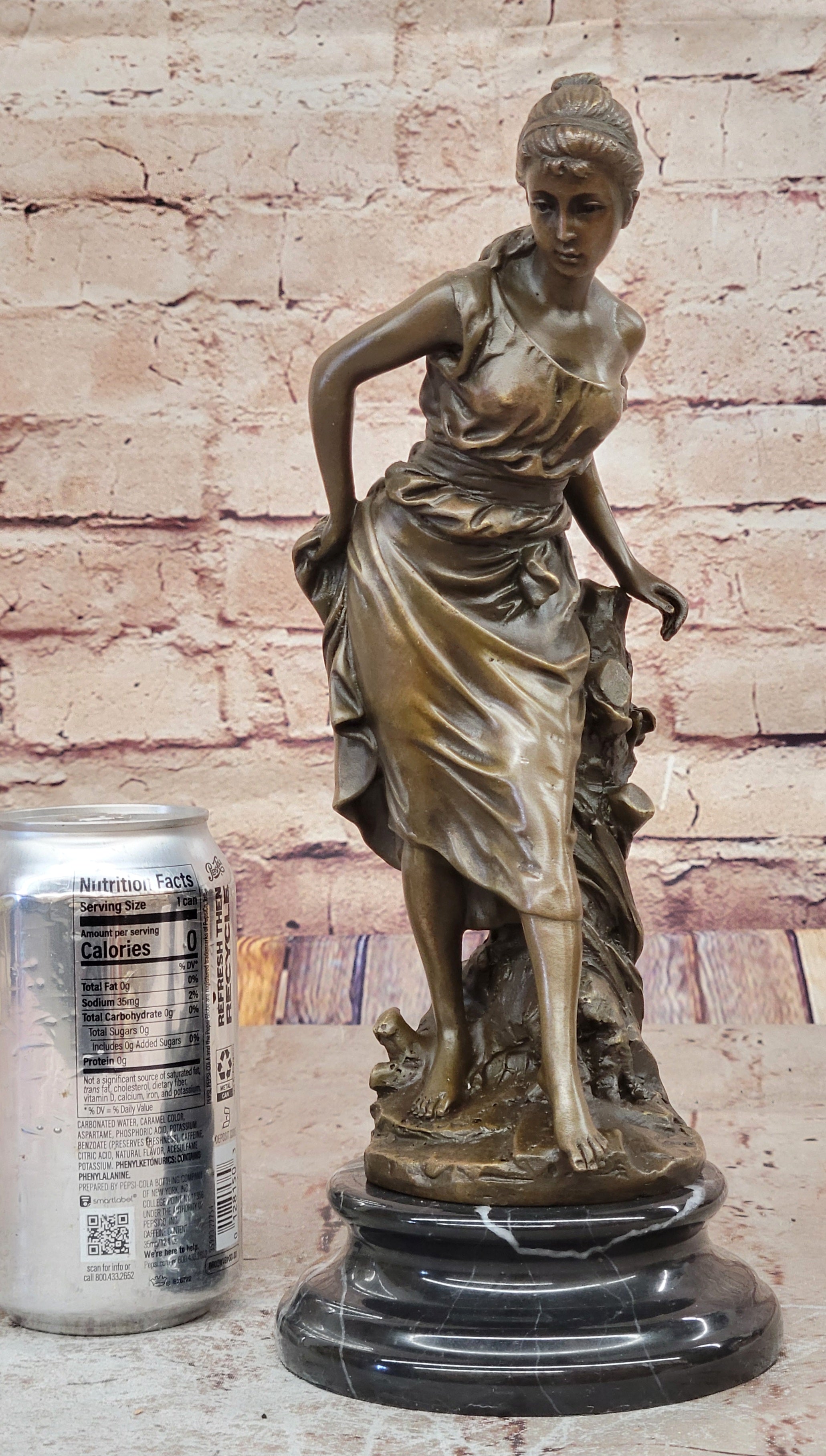 Classic Art Nouveau Bronze Woman Sculpture European Maiden Home Office Decor