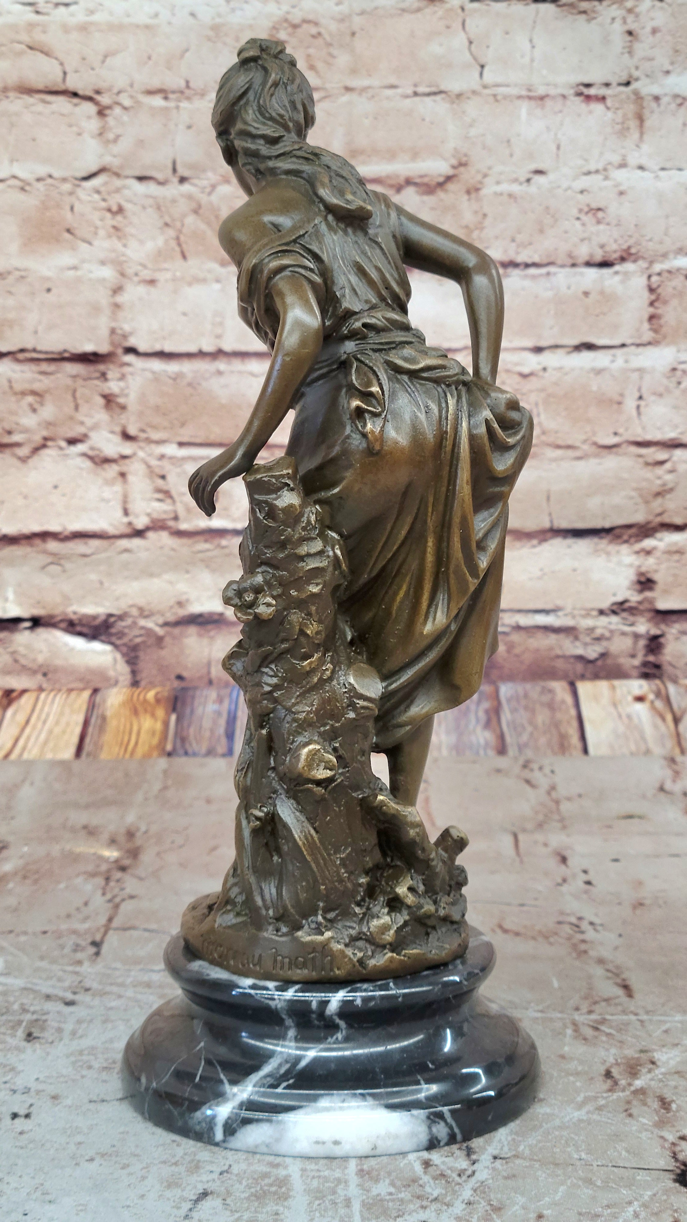 Classic Art Nouveau Bronze Woman Sculpture European Maiden Home Office Decor