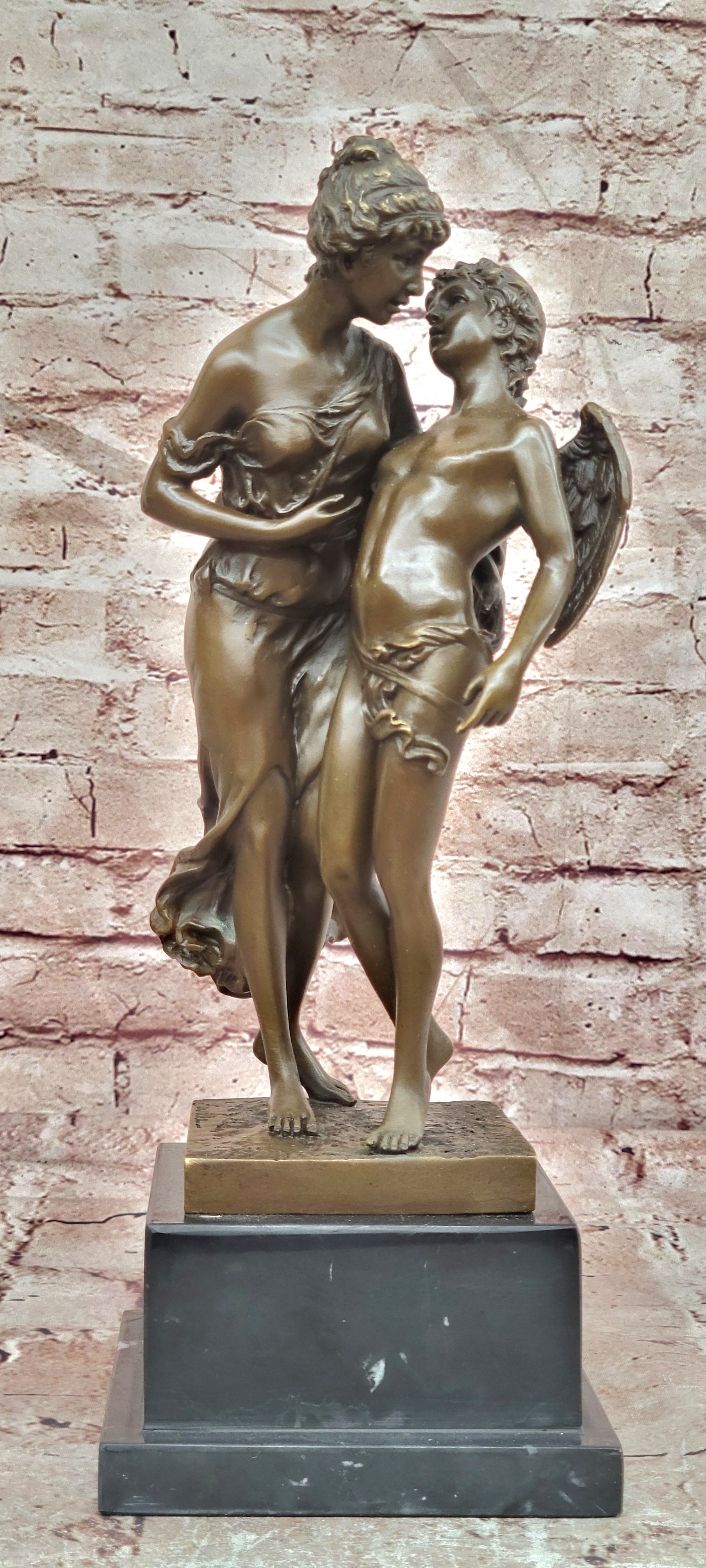Bronze Mythological Love Sculpture Eros and Psyche Signed Ferville Fine Art