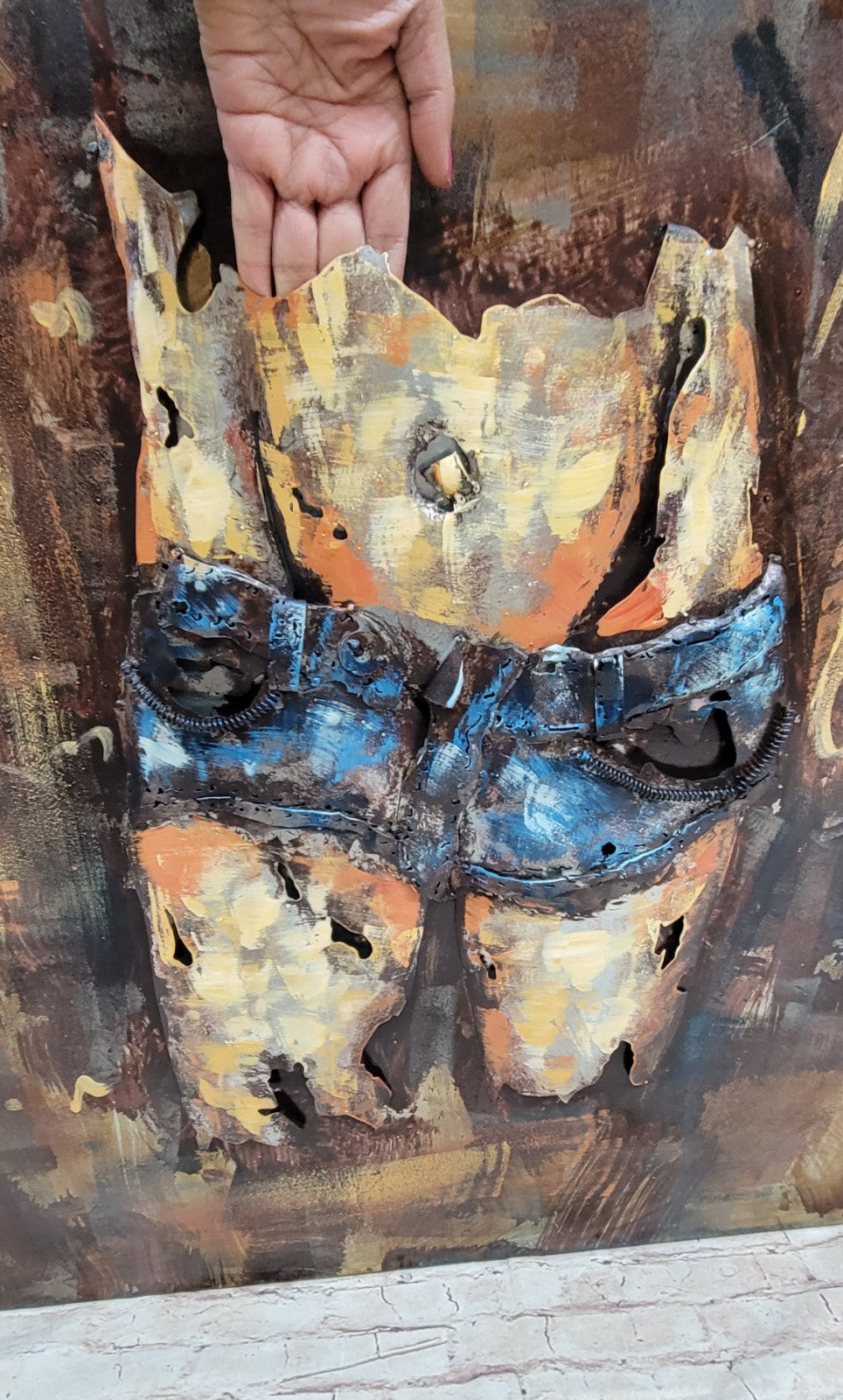 3D Wall Mounted Metal Sculpture Statue Woman and Daisy Ducks Mixed Media Art