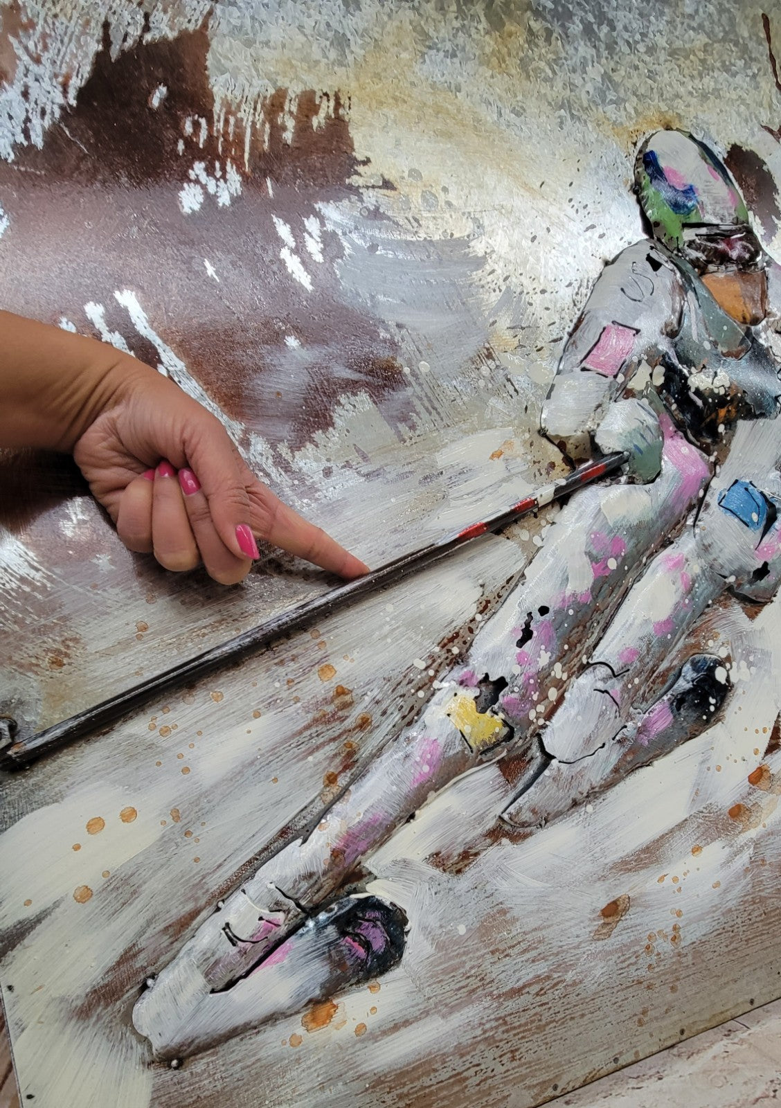 Watercolor Ski Scene - Unframed Painting on Canvas 3D Hand Made Art